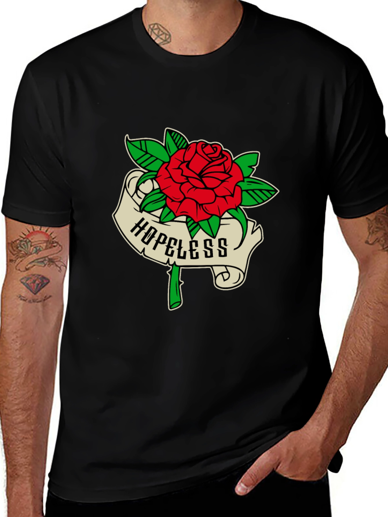 Hopeless Rose Graphic Tee - Black Casual Shirt