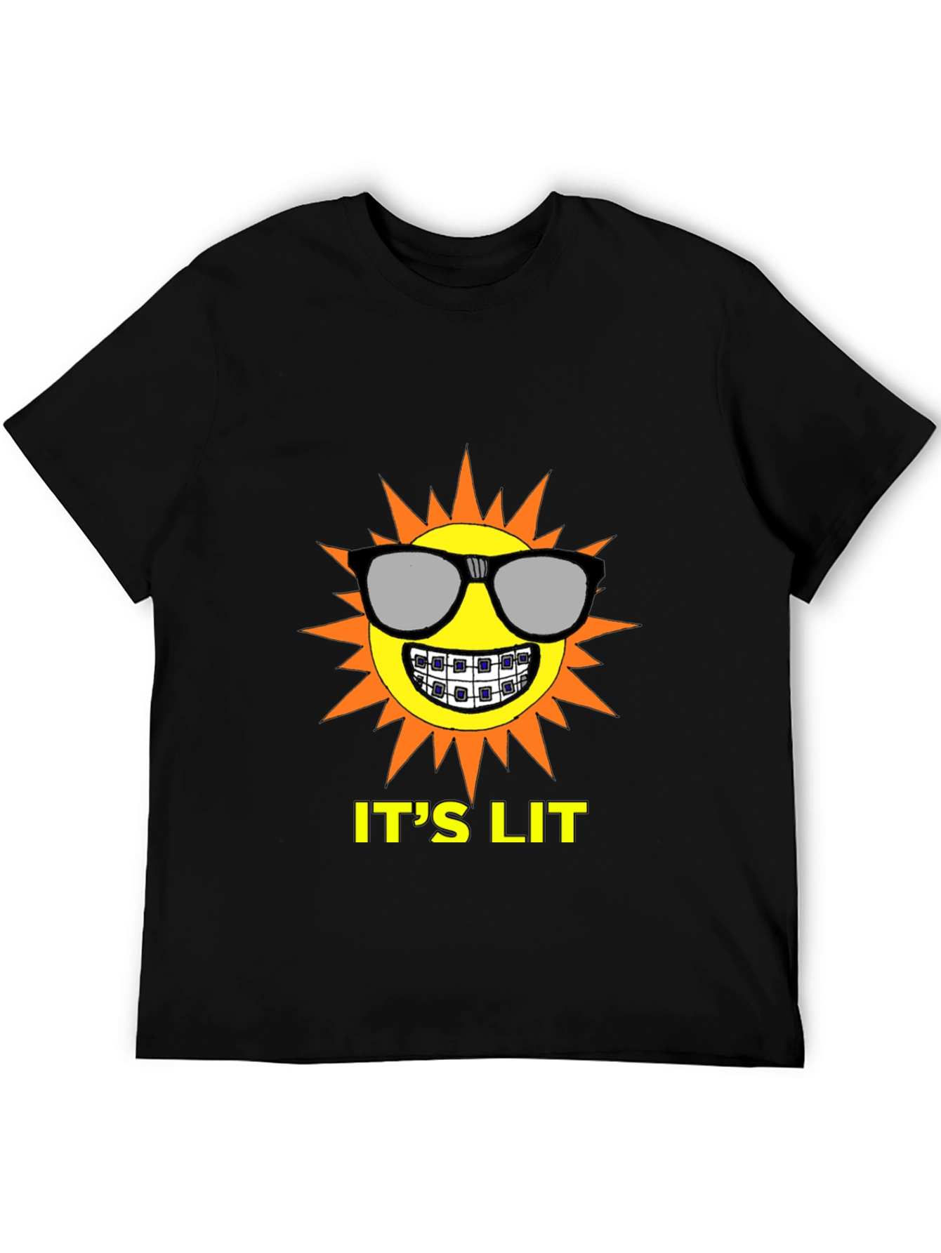 Its Lit Sun Graphic Tee - Black Cotton T-Shirt