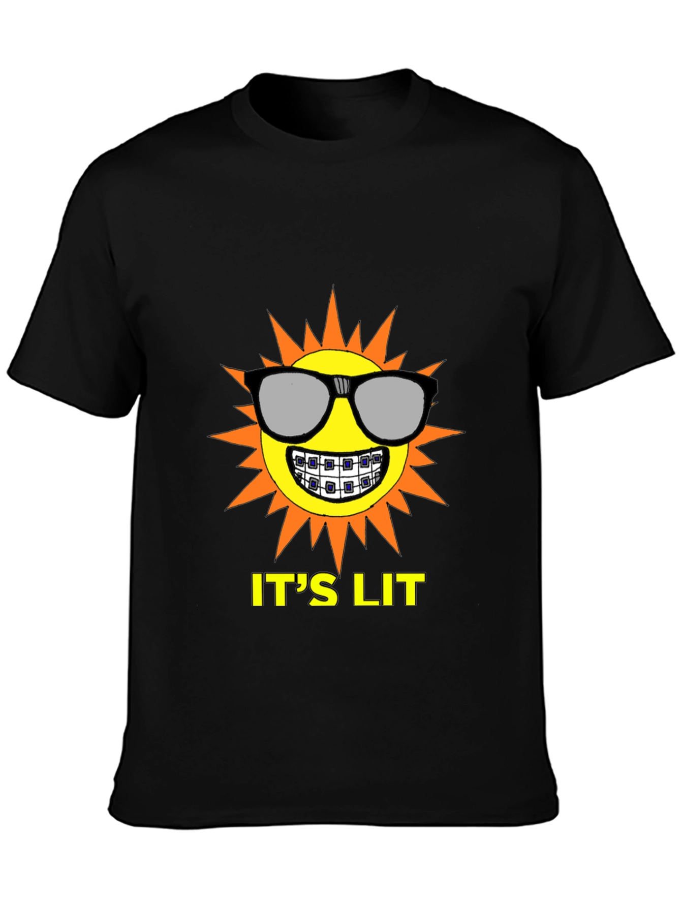 Its Lit Sun Graphic Tee - Black Cotton T-Shirt