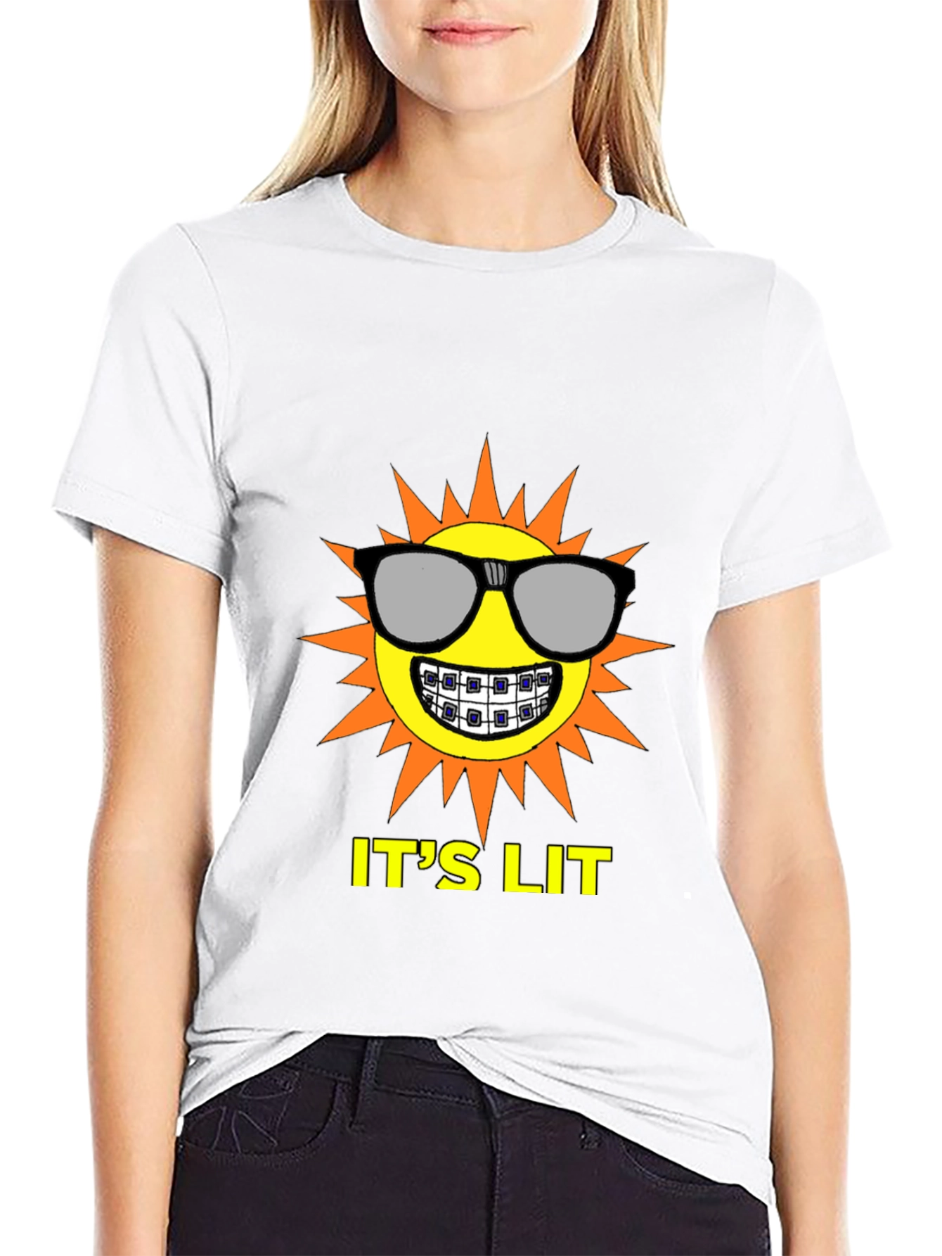 Its Lit Sun Graphic Tee - Black Cotton T-Shirt