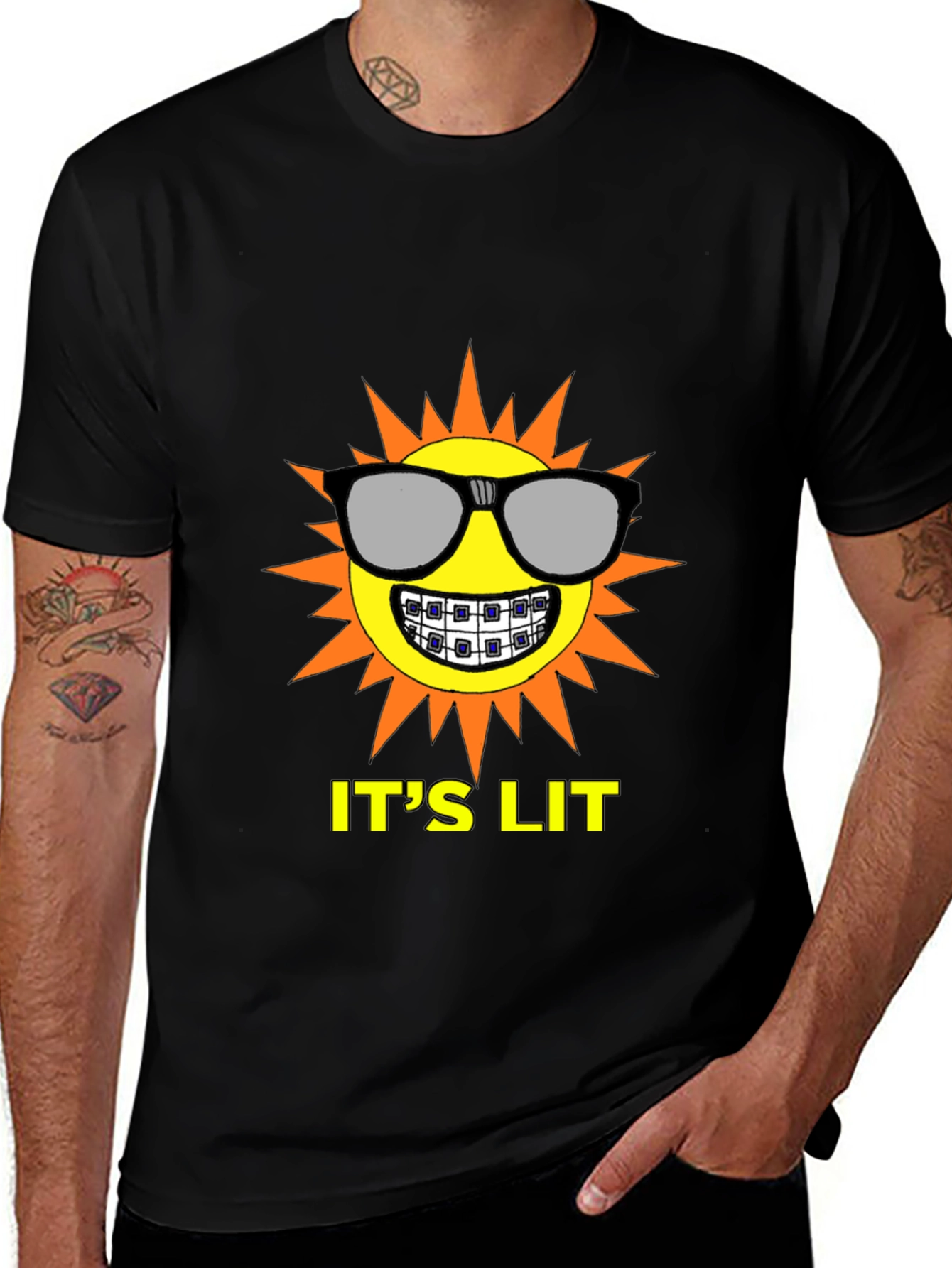 Its Lit Sun Graphic Tee - Black Cotton T-Shirt