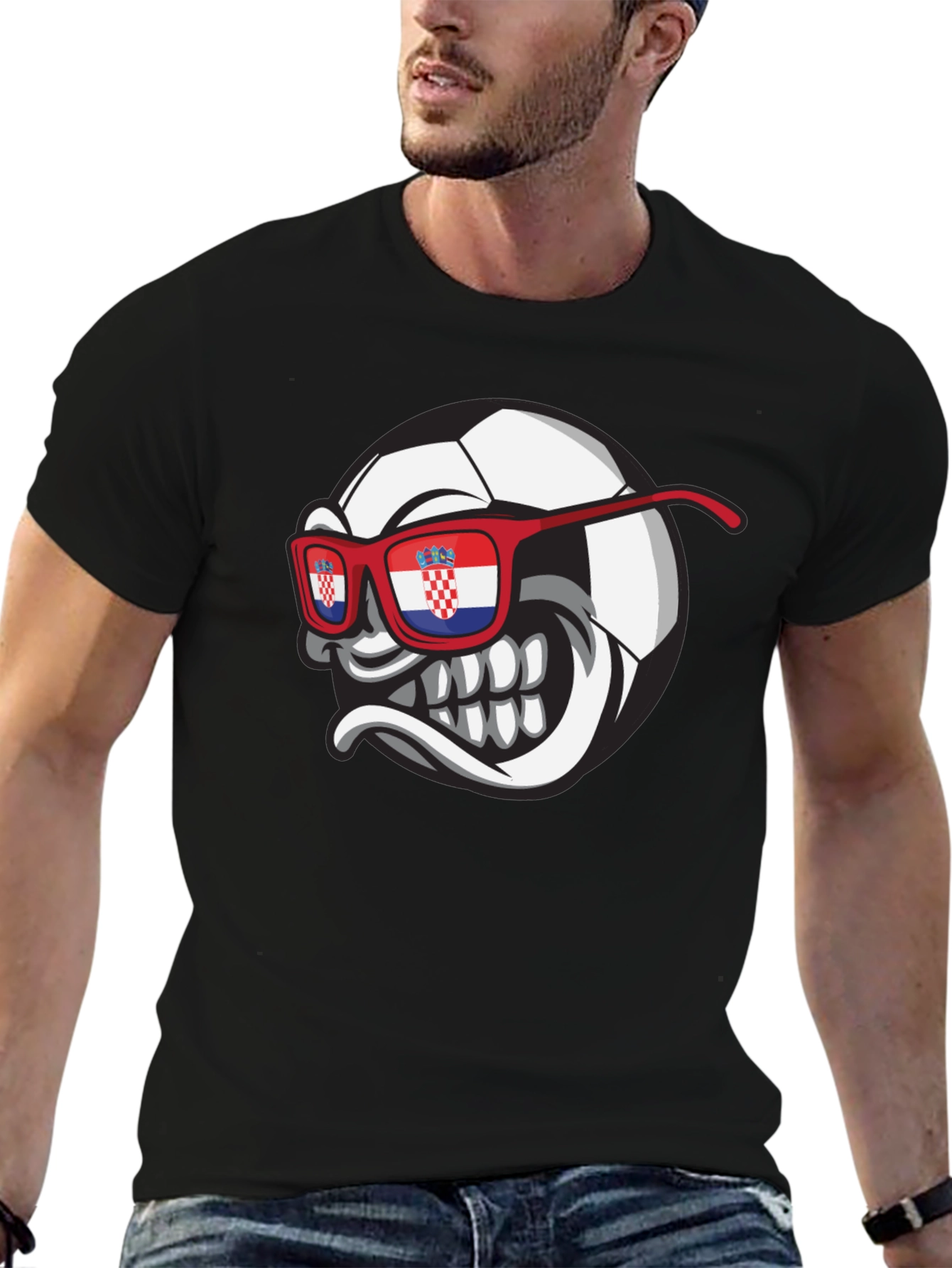 Croatian Soccer Fan T-Shirt - Mens Black Tee