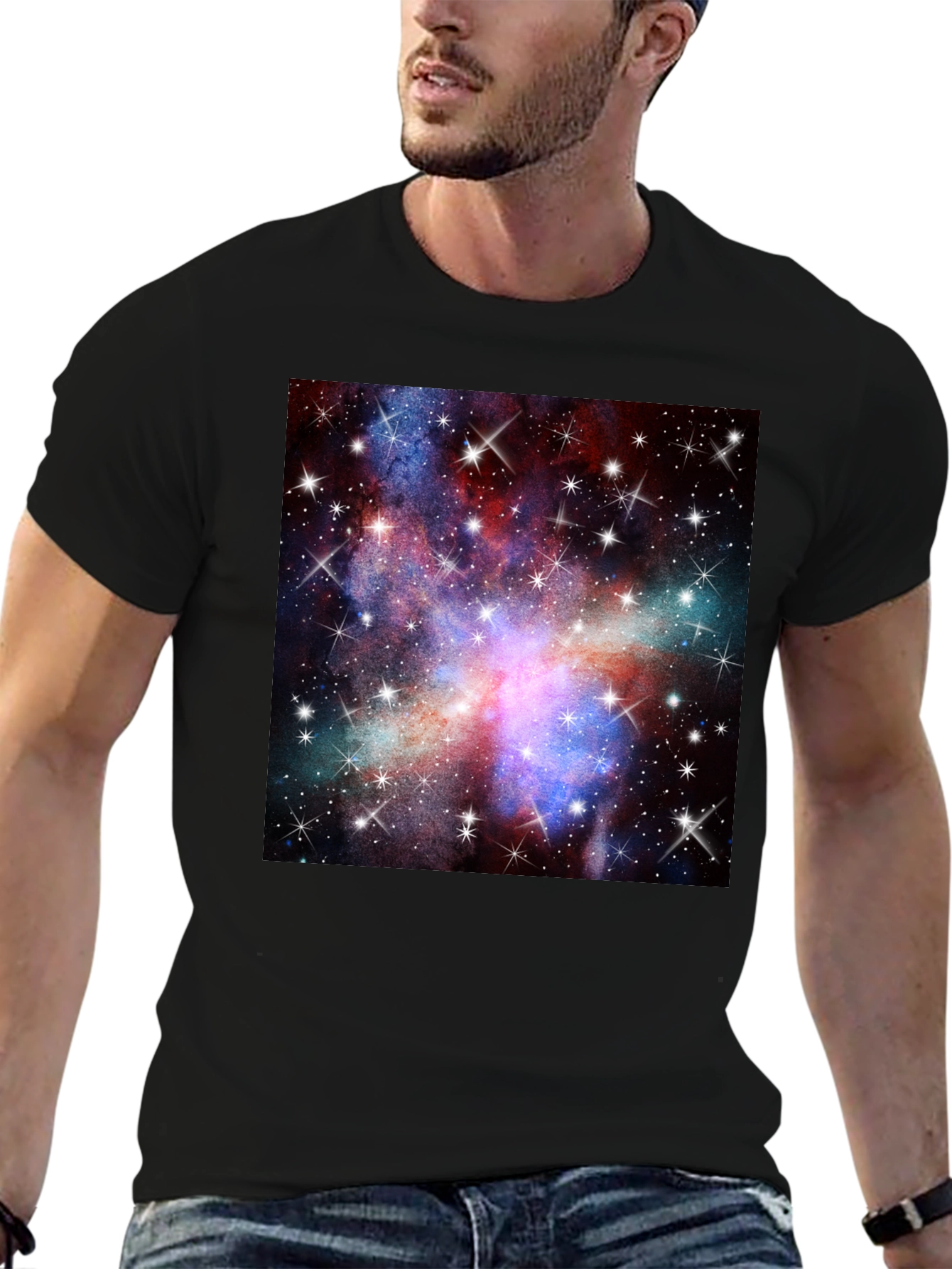 Galaxy Print Black T-Shirt