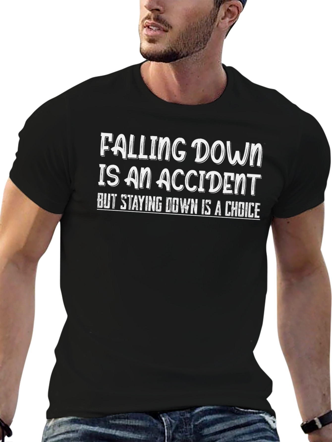 Inspirational Falling Down T-Shirt - Choose to Rise Again