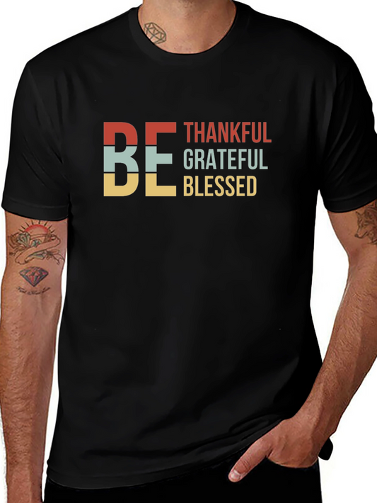 Be Thankful Graphic T-Shirt - Short Sleeve Black Tee