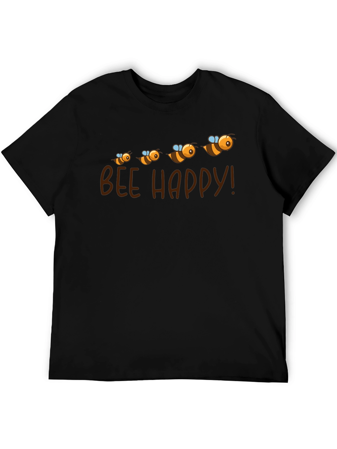 Bee Happy Graphic Tee - Black Cotton T-Shirt
