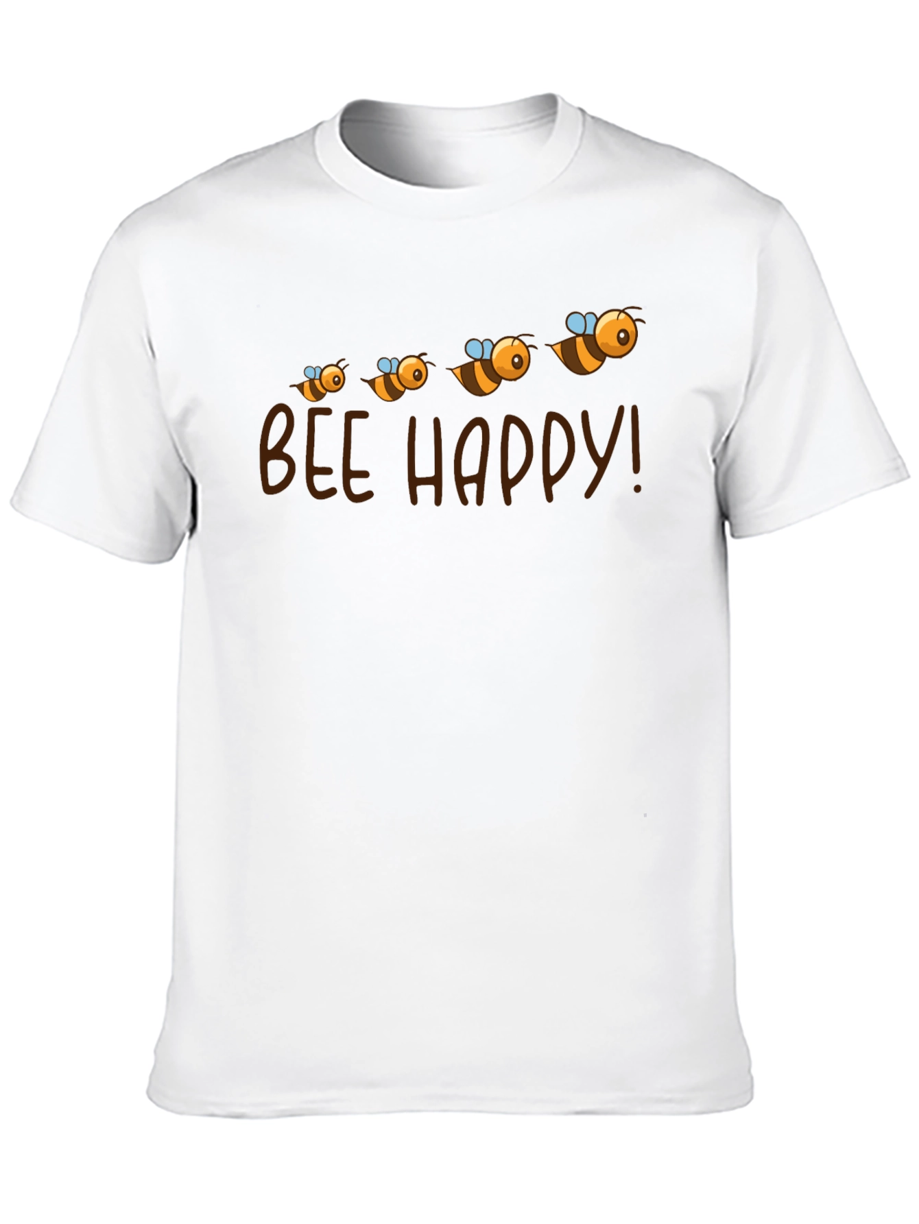 Bee Happy Graphic Tee - Black Cotton T-Shirt