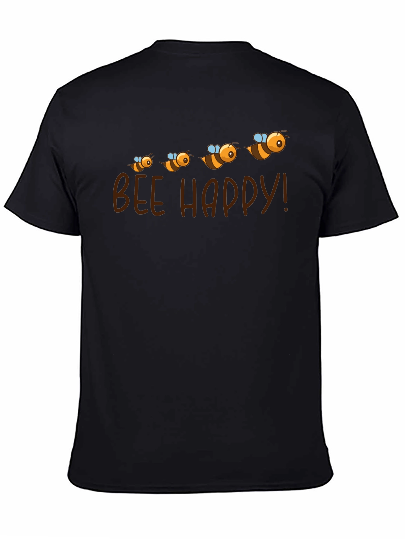 Bee Happy Graphic Tee - Black Cotton T-Shirt