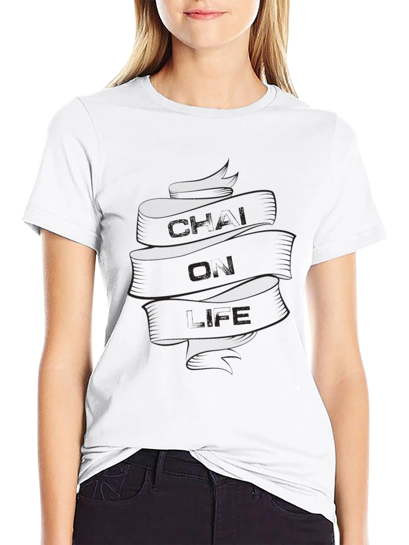 Chai Qi Life Mens Black Graphic T-Shirt