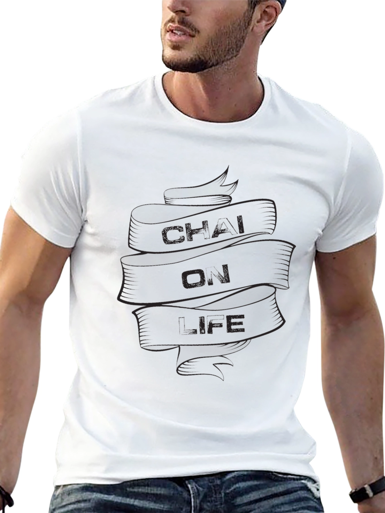 Chai Qi Life Mens Black Graphic T-Shirt