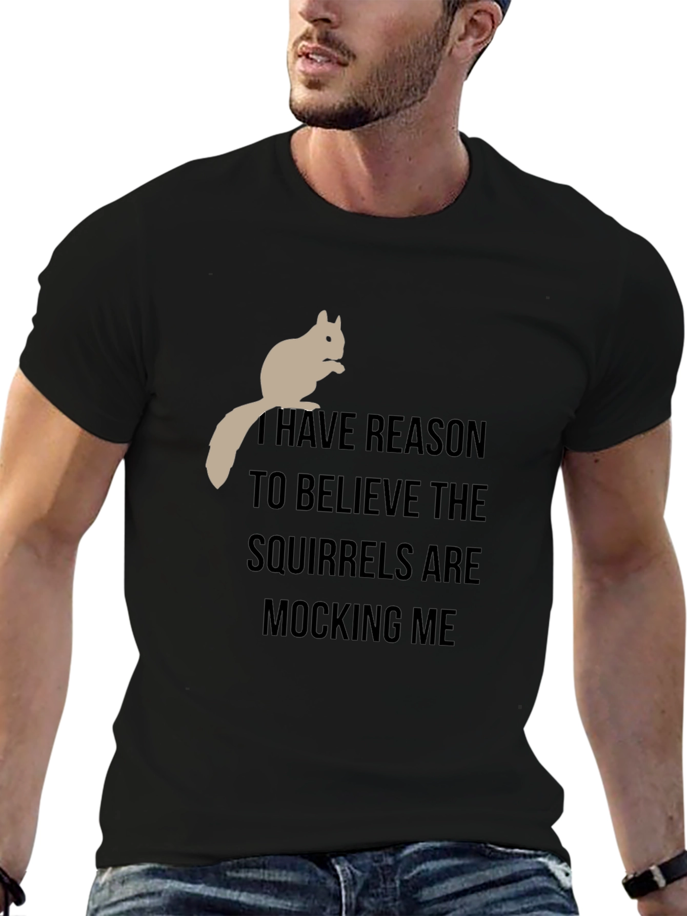 Squirrel Mocking Mens Graphic T-Shirt