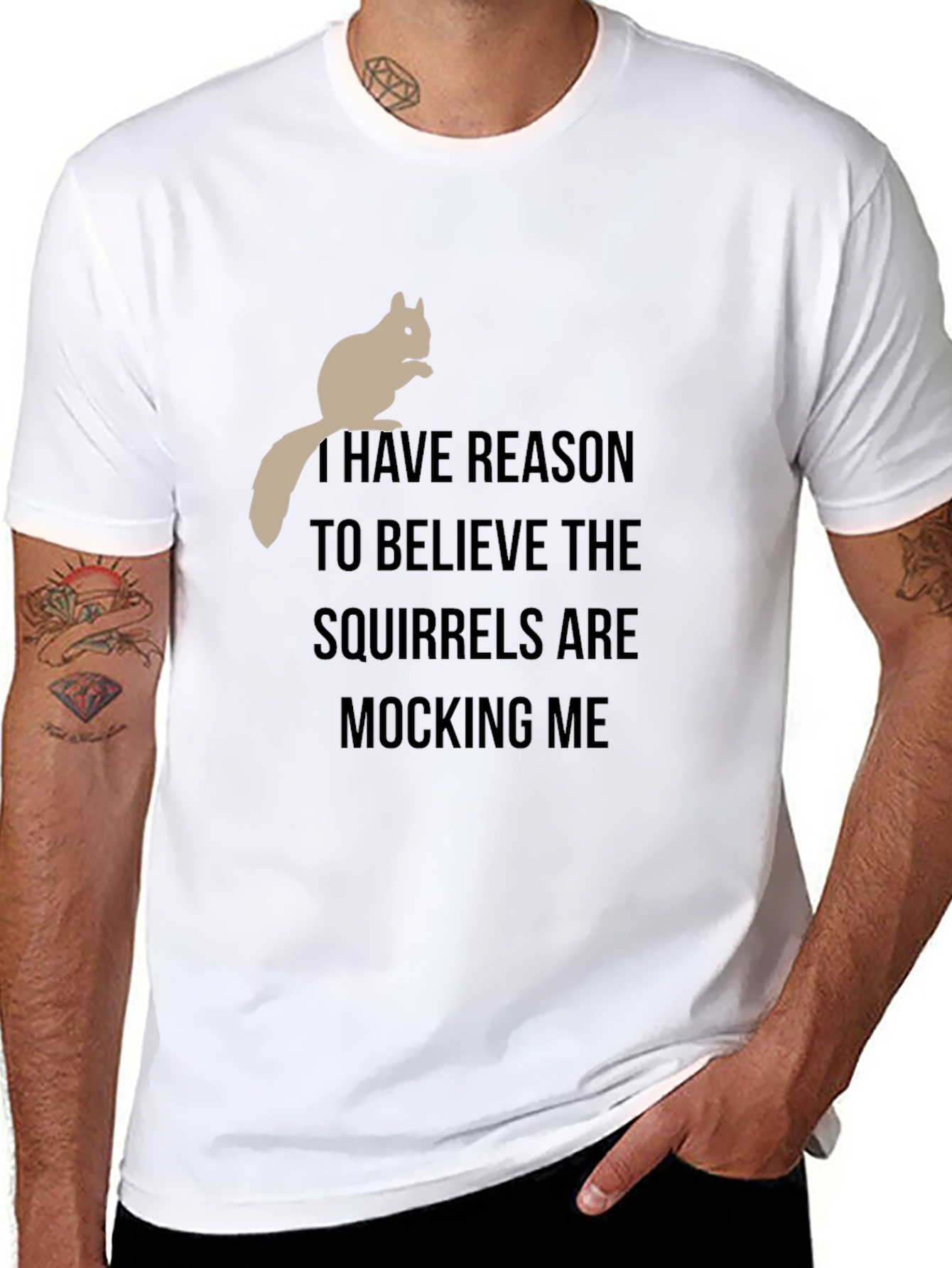 Squirrel Mocking Mens Graphic T-Shirt