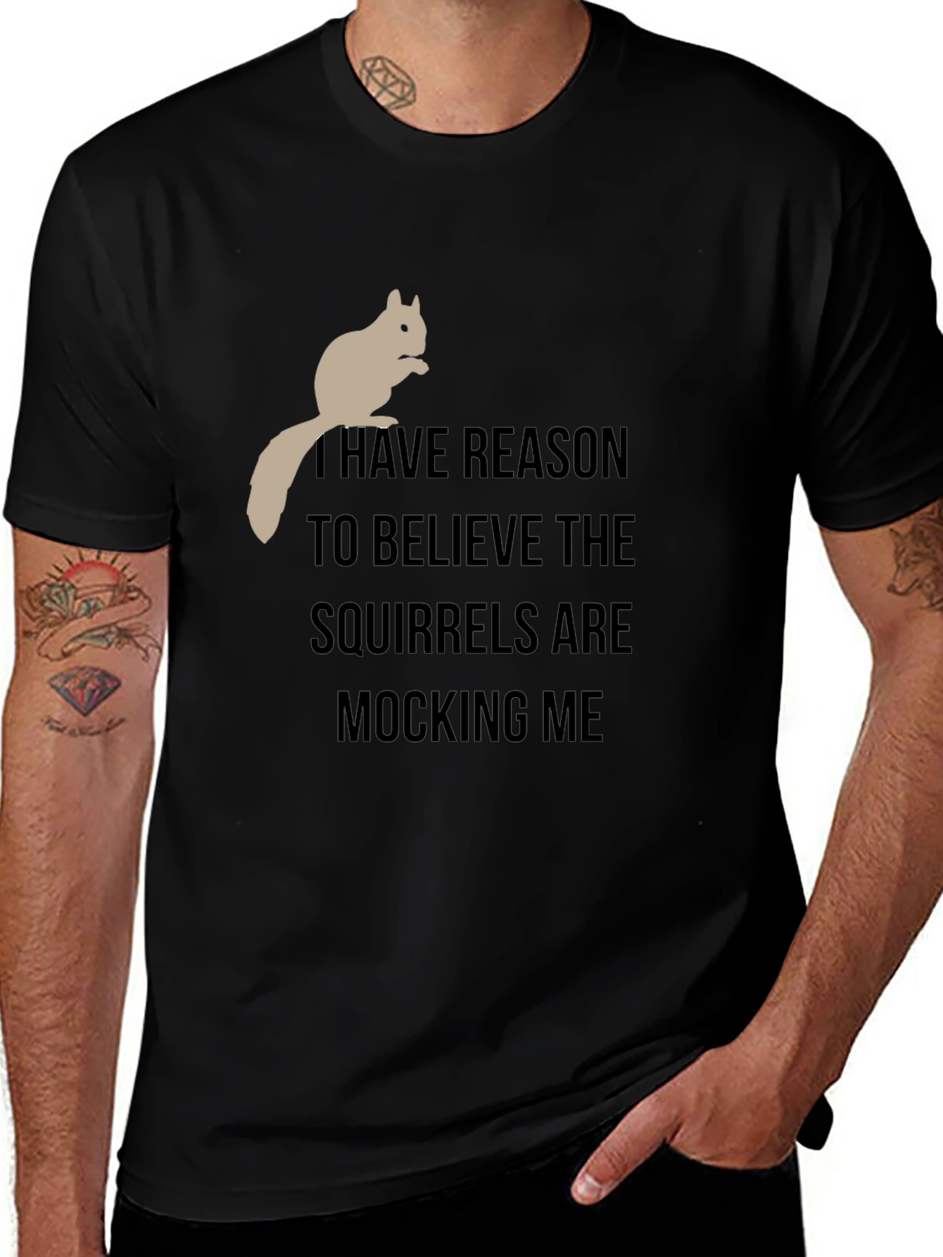 Squirrel Mocking Mens Graphic T-Shirt