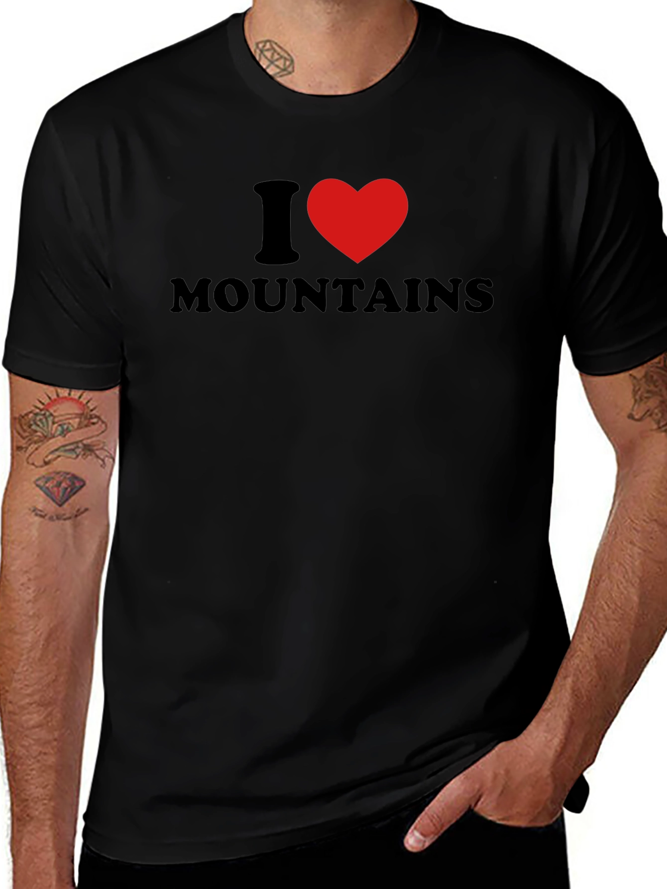 I Heart Mountains Black Graphic T-Shirt