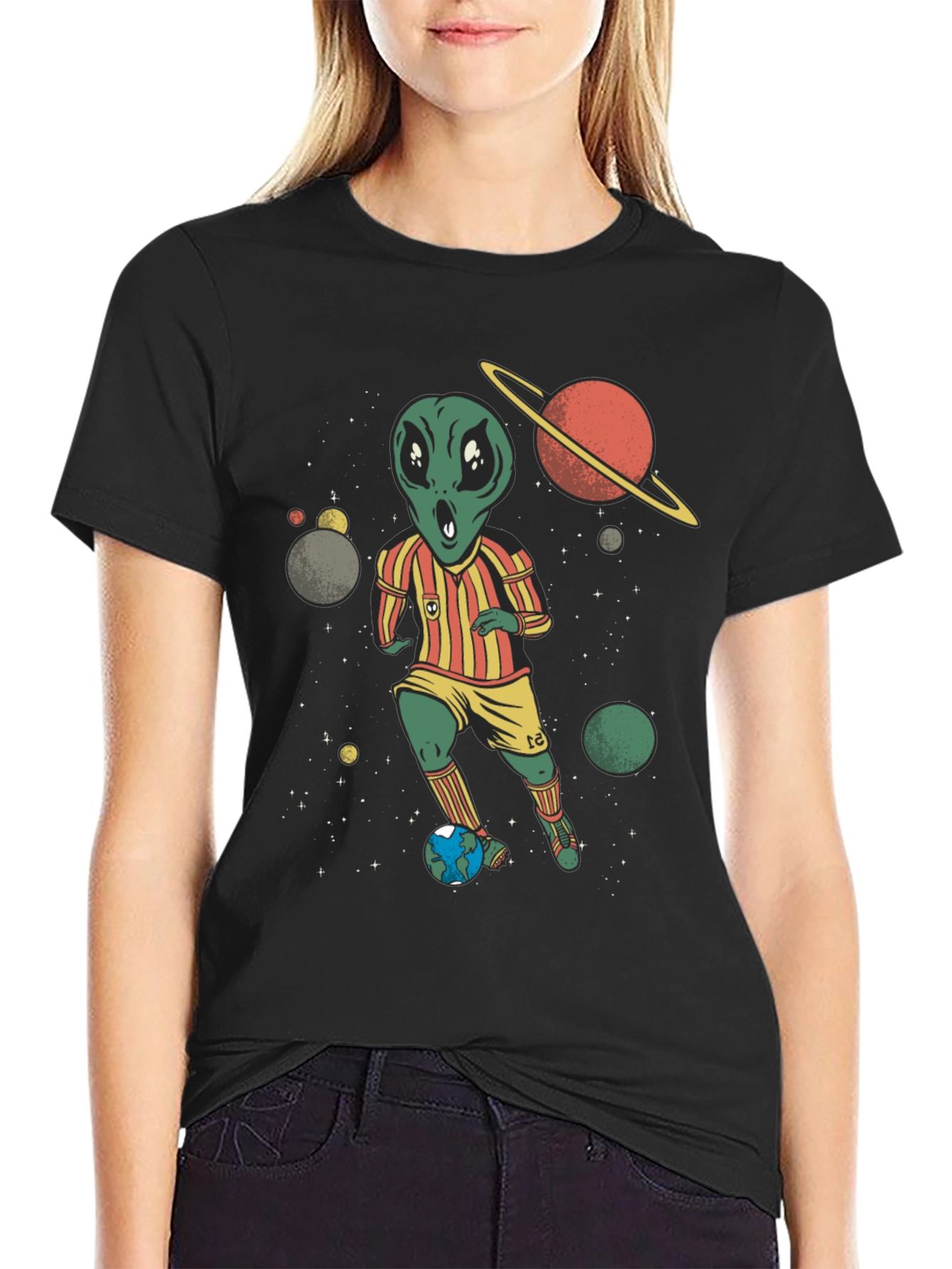 Alien Soccer Player Graphic Tee