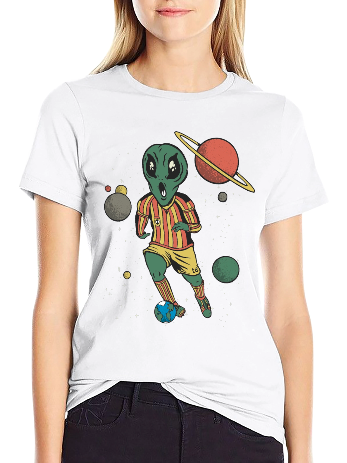 Alien Soccer Player Graphic Tee