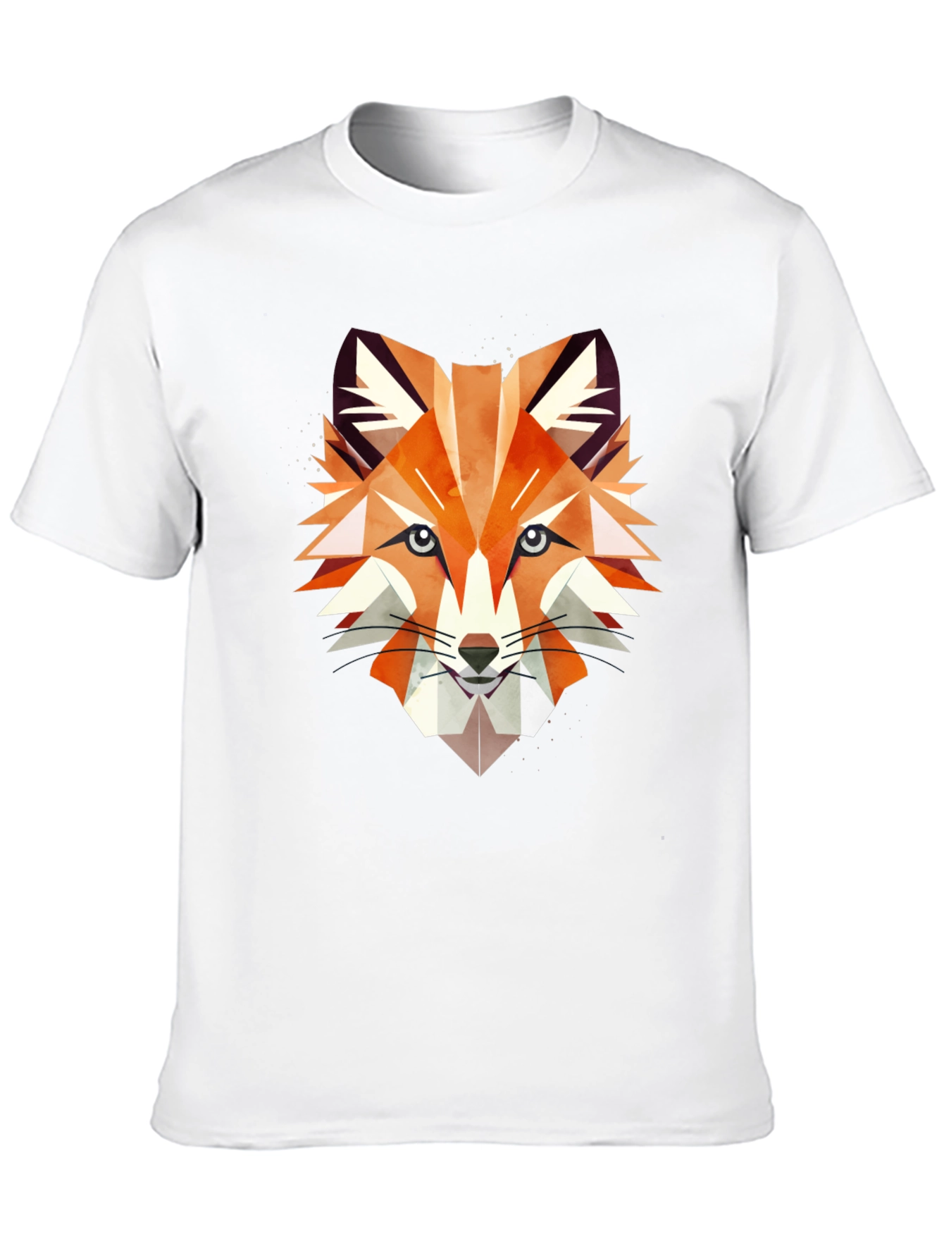 Geometric Fox Graphic Print Black T-Shirt
