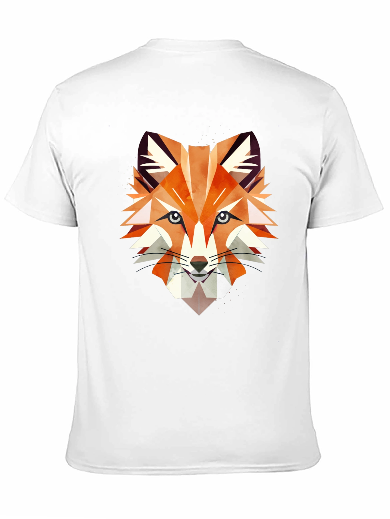 Geometric Fox Graphic Print Black T-Shirt