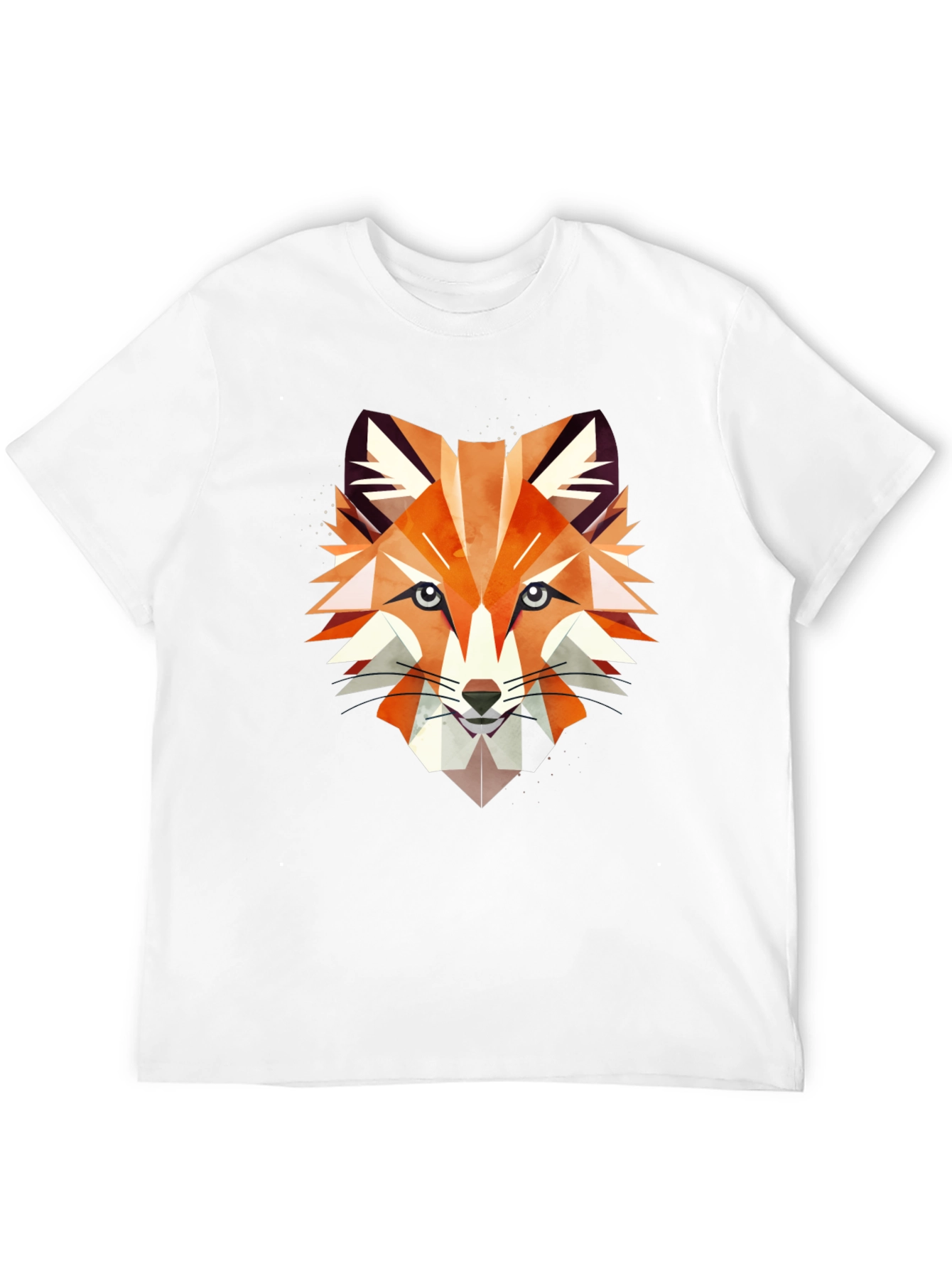 Geometric Fox Graphic Print Black T-Shirt