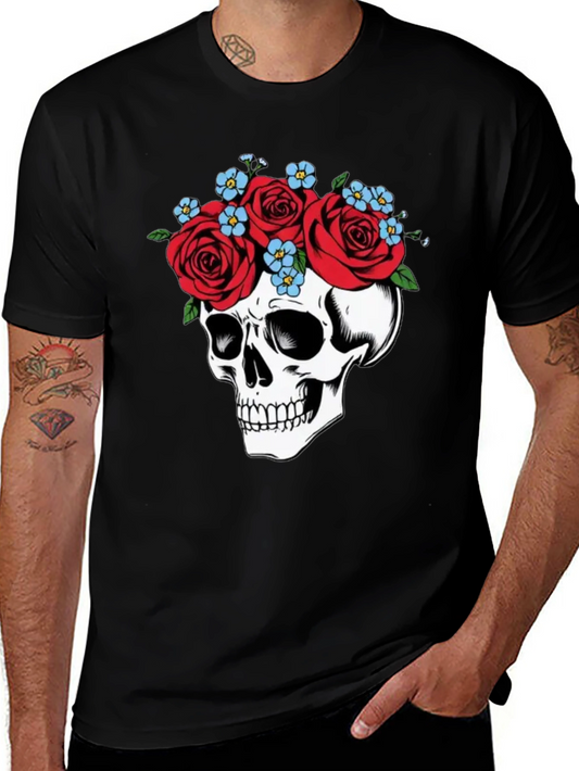 Skull with Roses Graphic T-Shirt