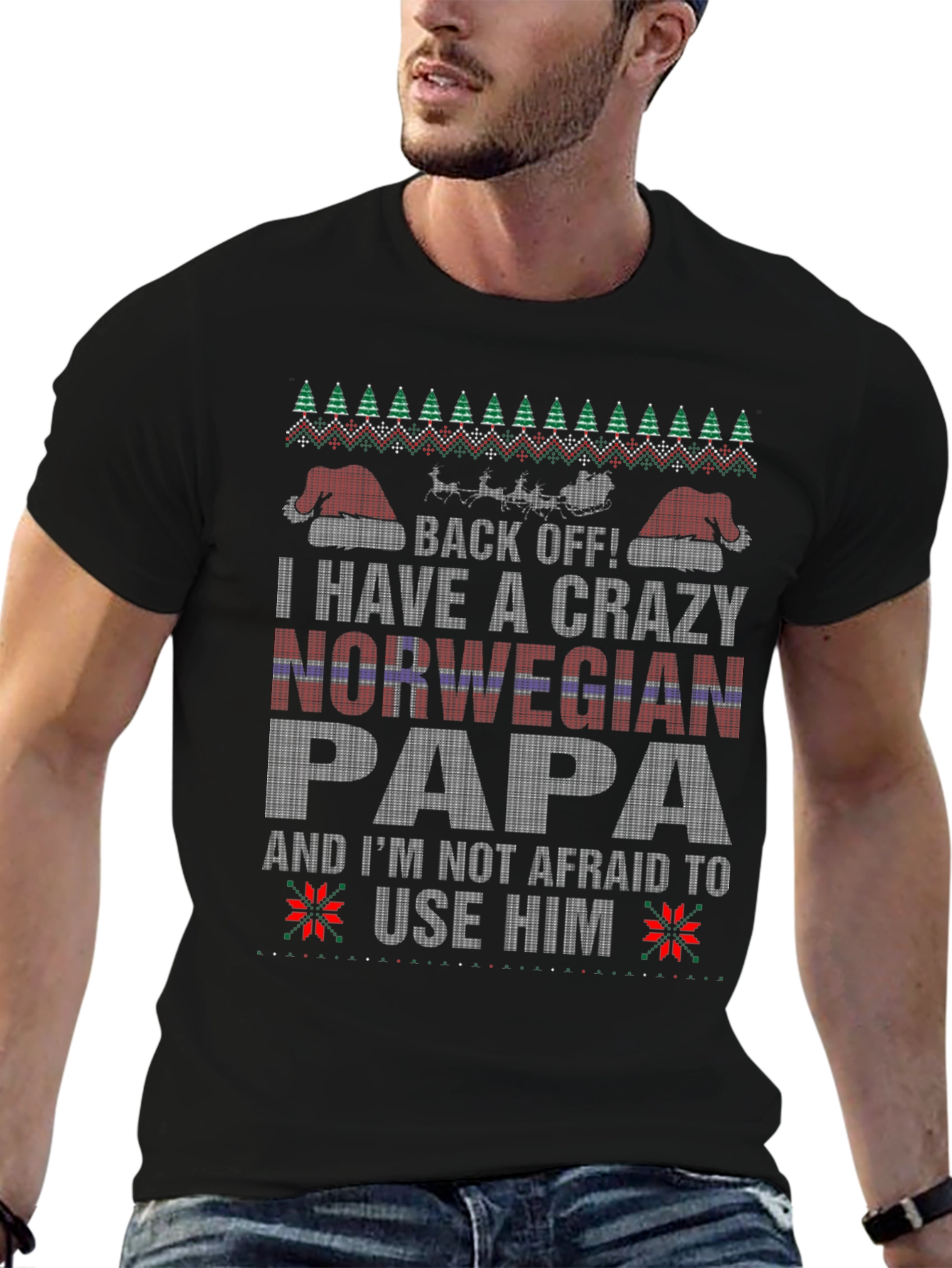 Crazy Norwegian Papa Holiday T-Shirt
