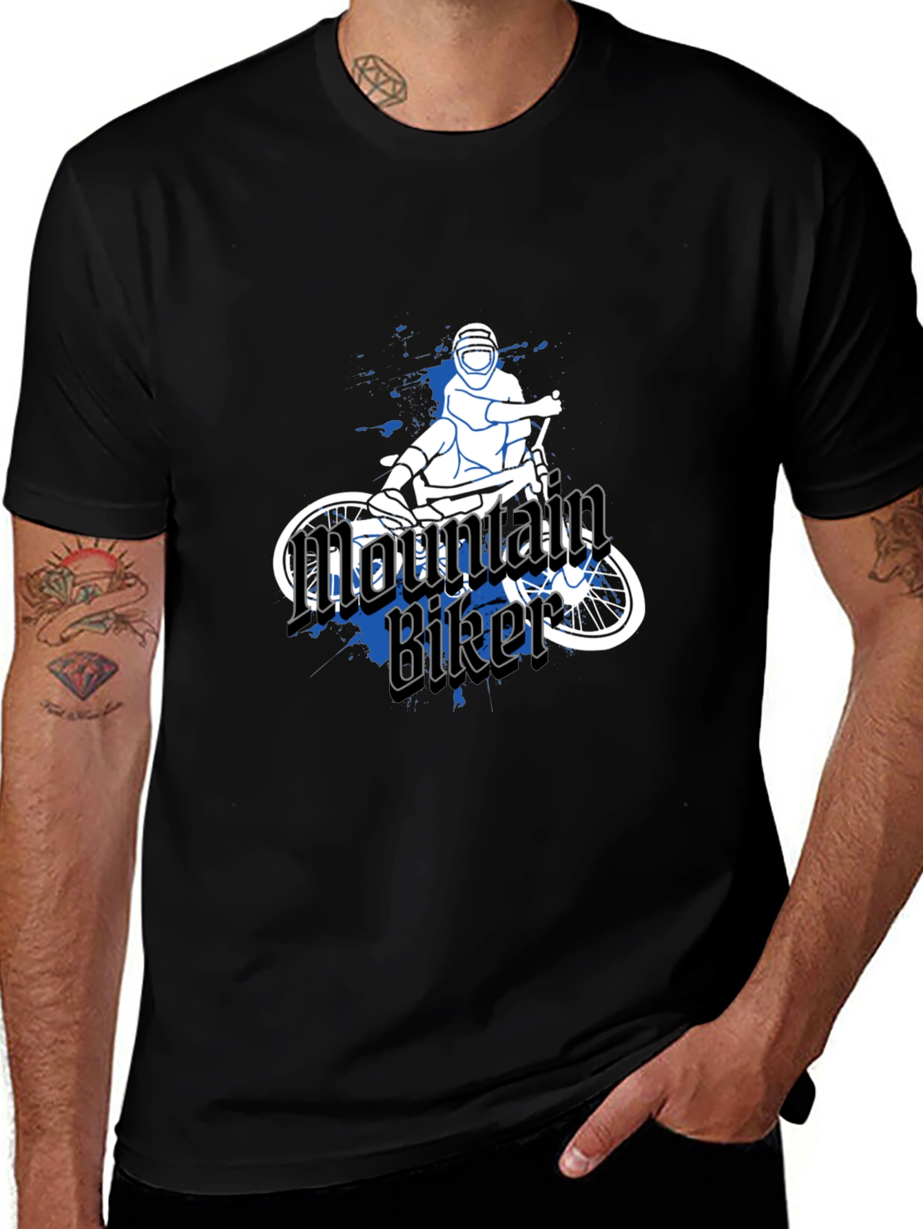 Mountain Biker Graphic Tee - Black Casual T-Shirt