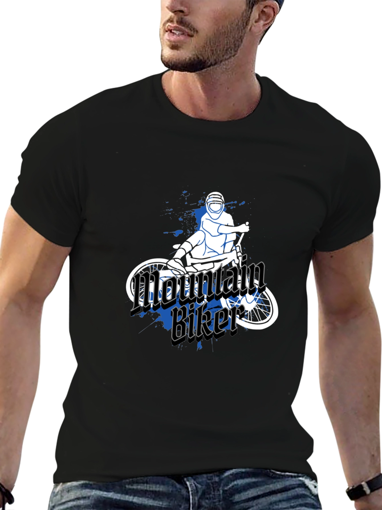 Mountain Biker Graphic Tee - Black Casual T-Shirt
