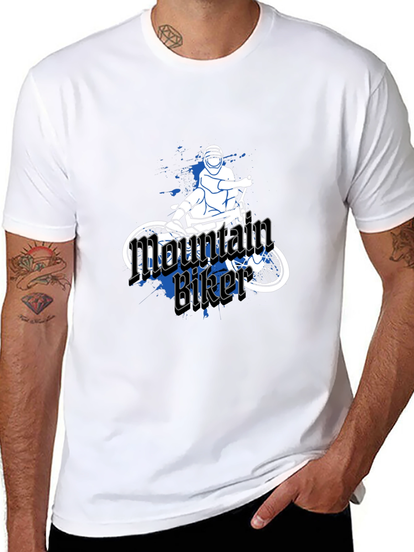 Mountain Biker Graphic Tee - Black Casual T-Shirt