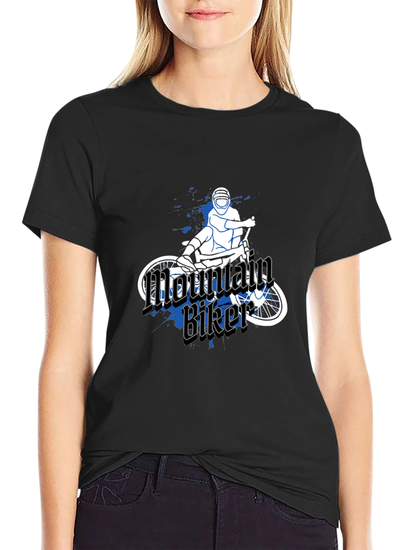 Mountain Biker Graphic Tee - Black Casual T-Shirt