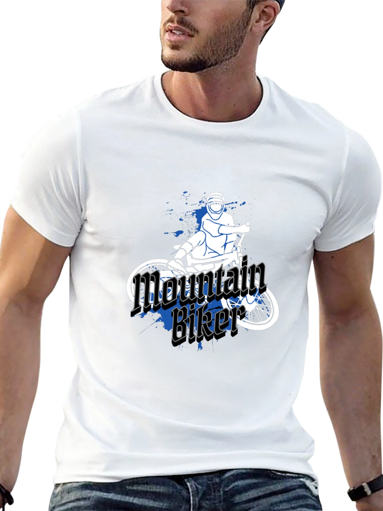 Mountain Biker Graphic Tee - Black Casual T-Shirt