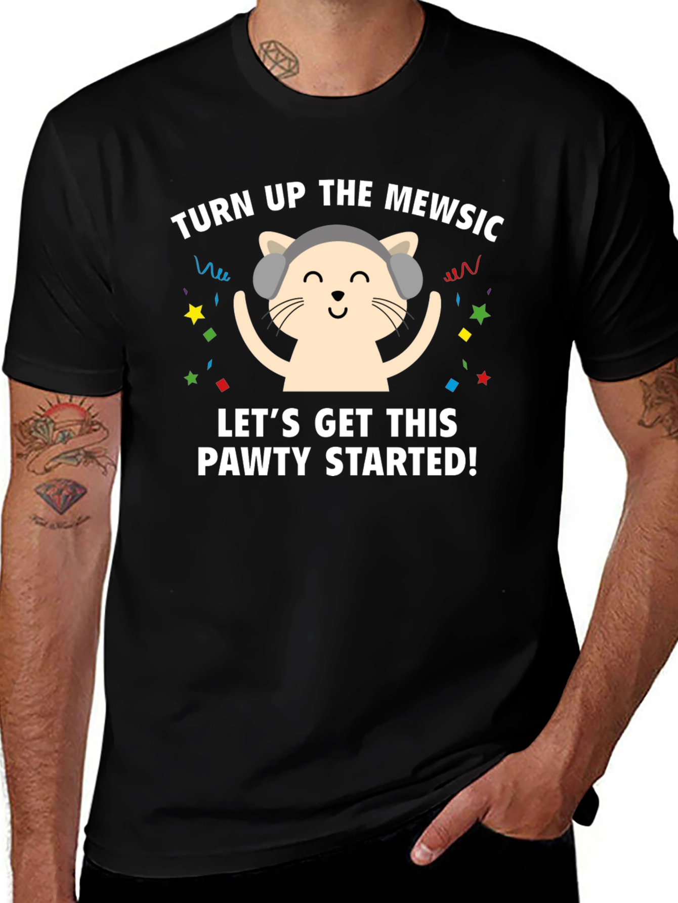Turn Up The Mewsic Cat Graphic Tee