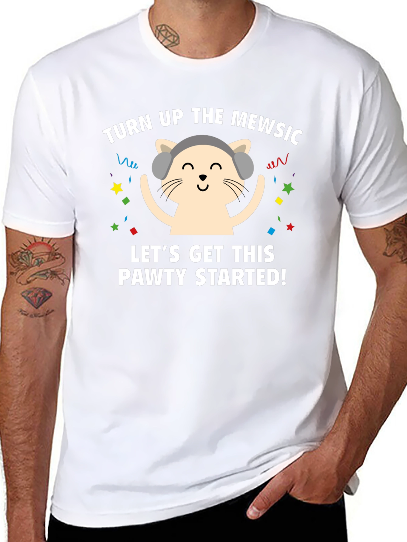Turn Up The Mewsic Cat Graphic Tee