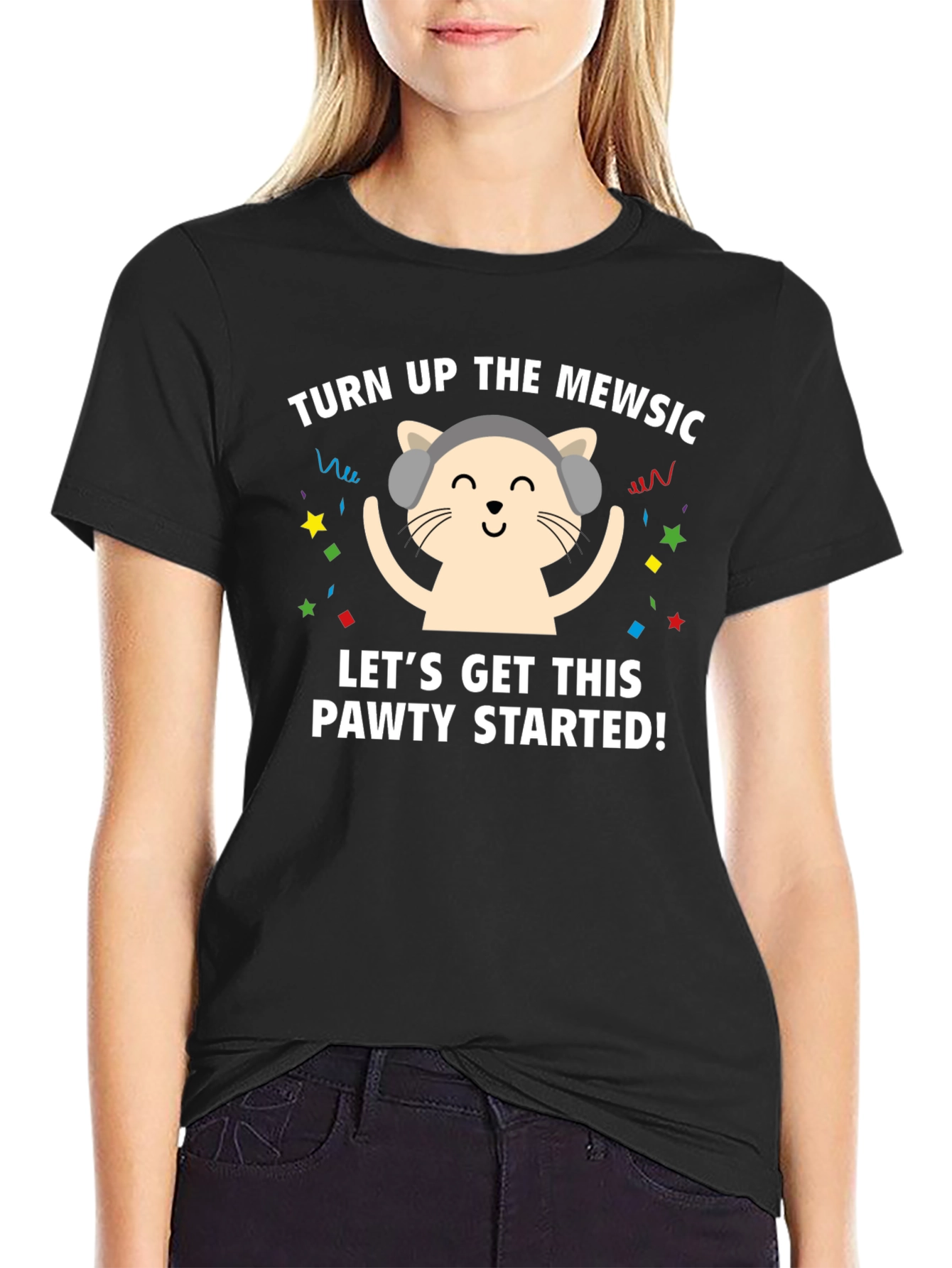Turn Up The Mewsic Cat Graphic Tee