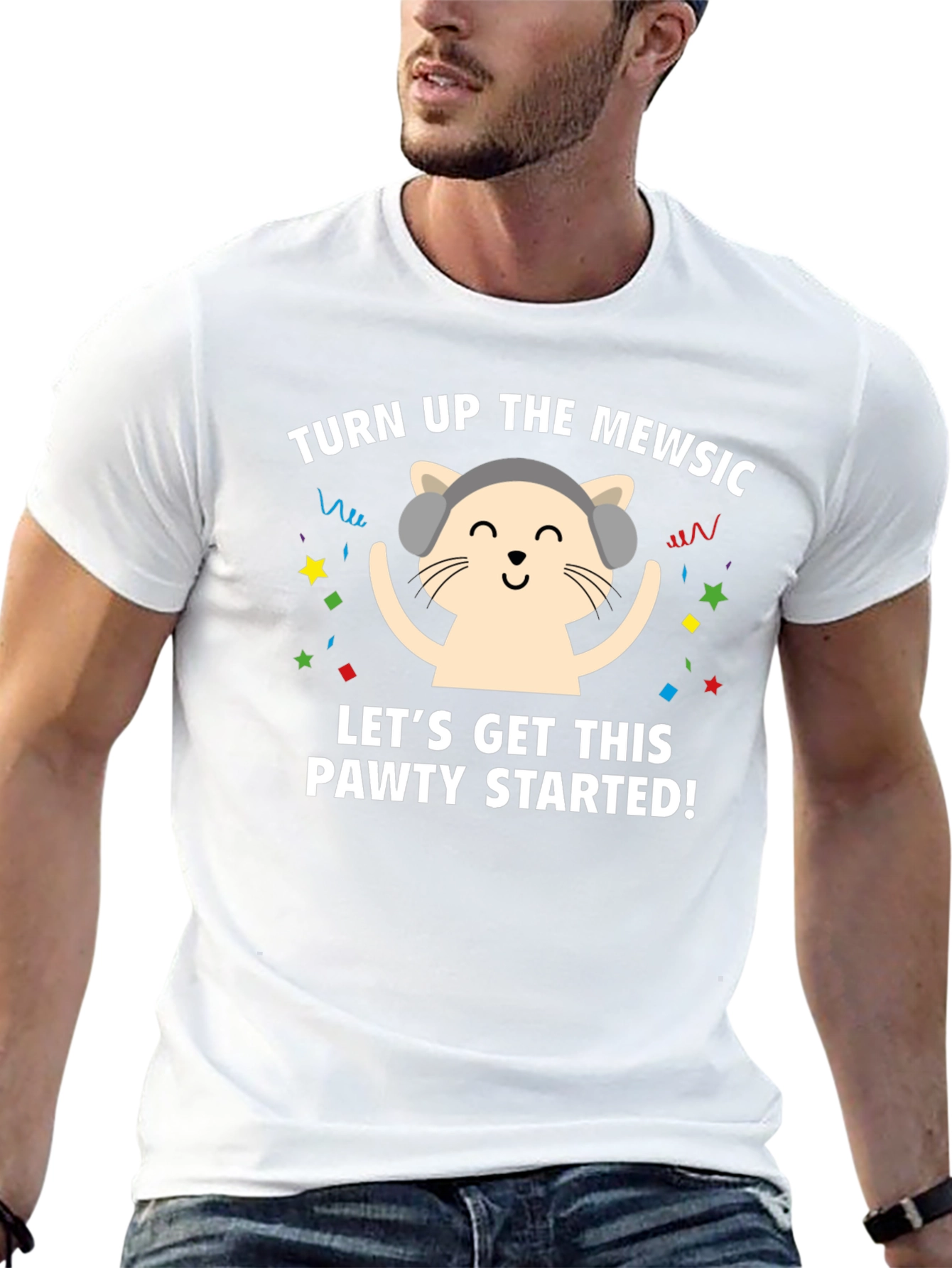 Turn Up The Mewsic Cat Graphic Tee