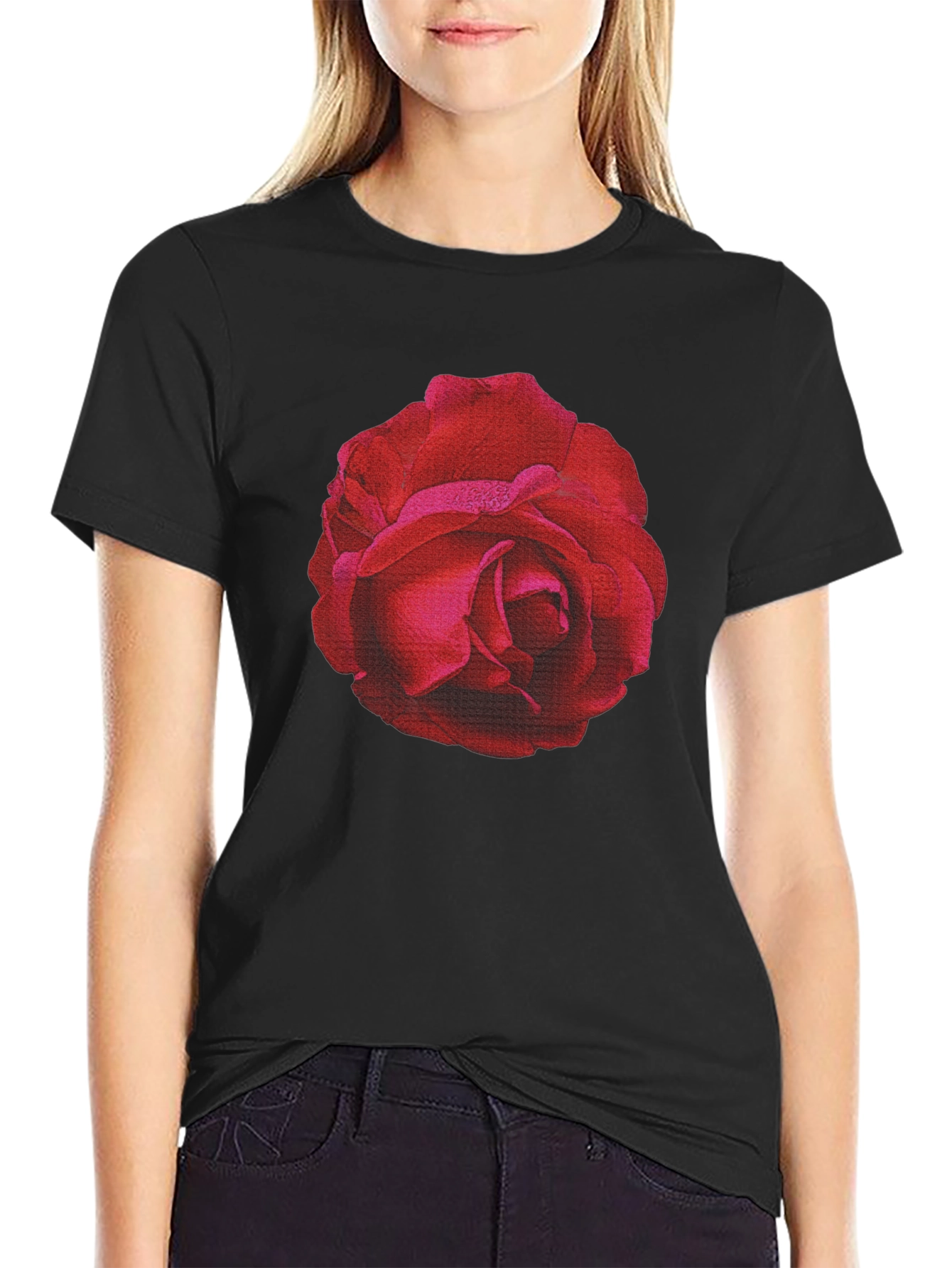 Rose Graphic T-Shirt - Black Cotton Tee