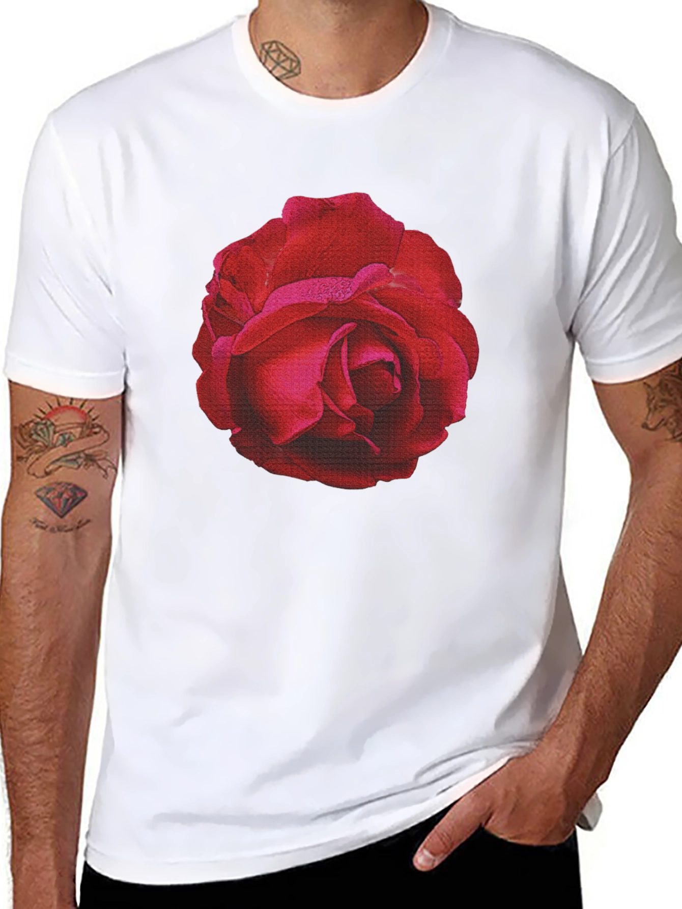 Rose Graphic T-Shirt - Black Cotton Tee