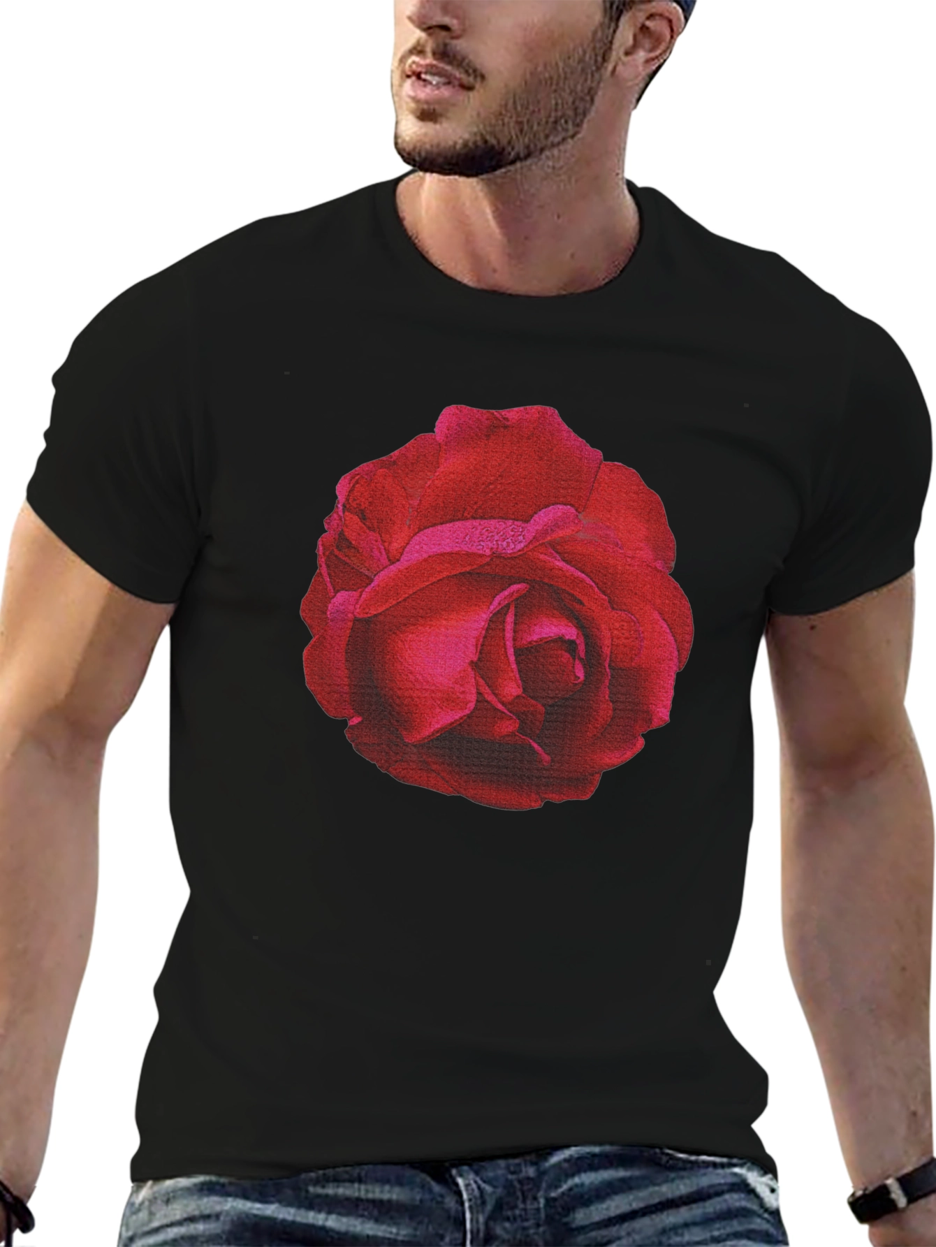 Rose Graphic T-Shirt - Black Cotton Tee