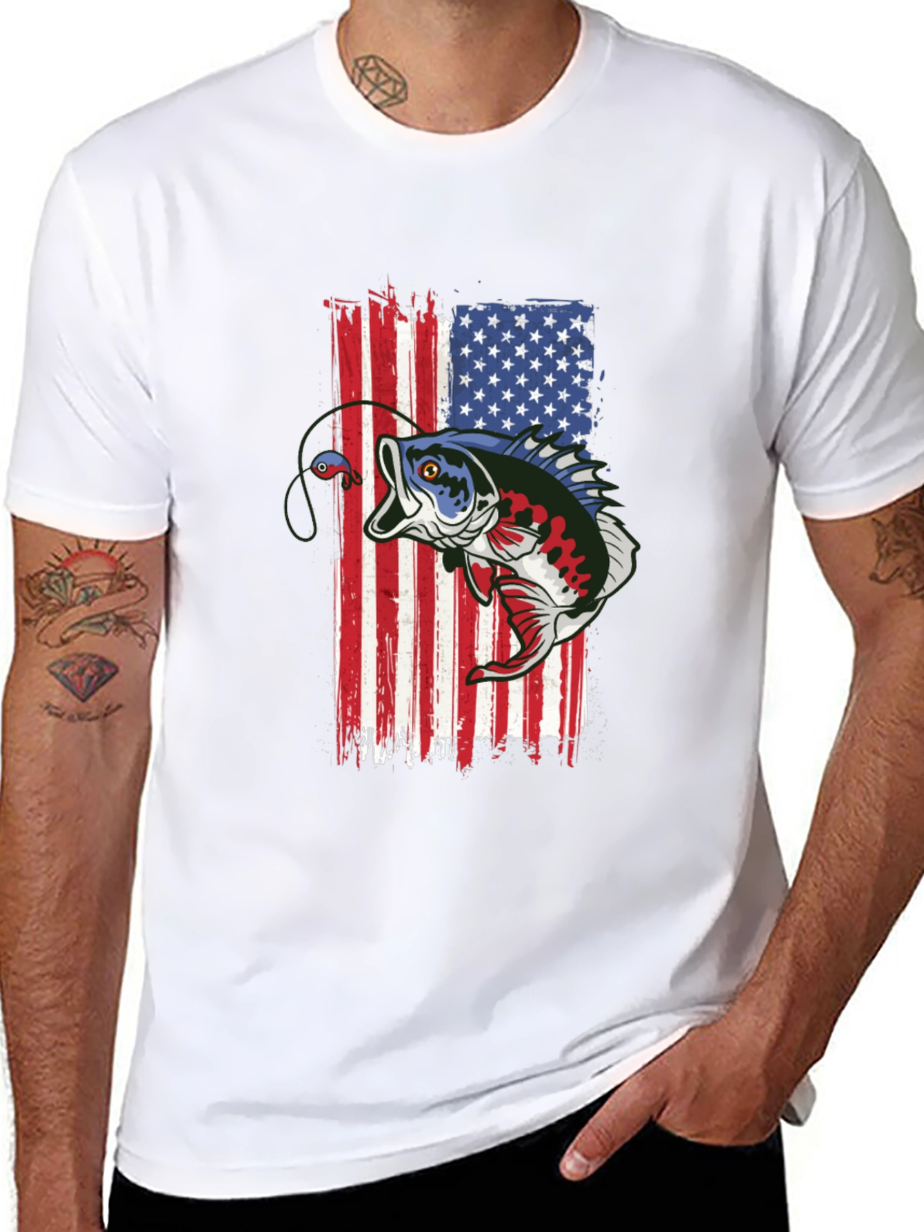 American Flag Bass Fishing T-Shirt