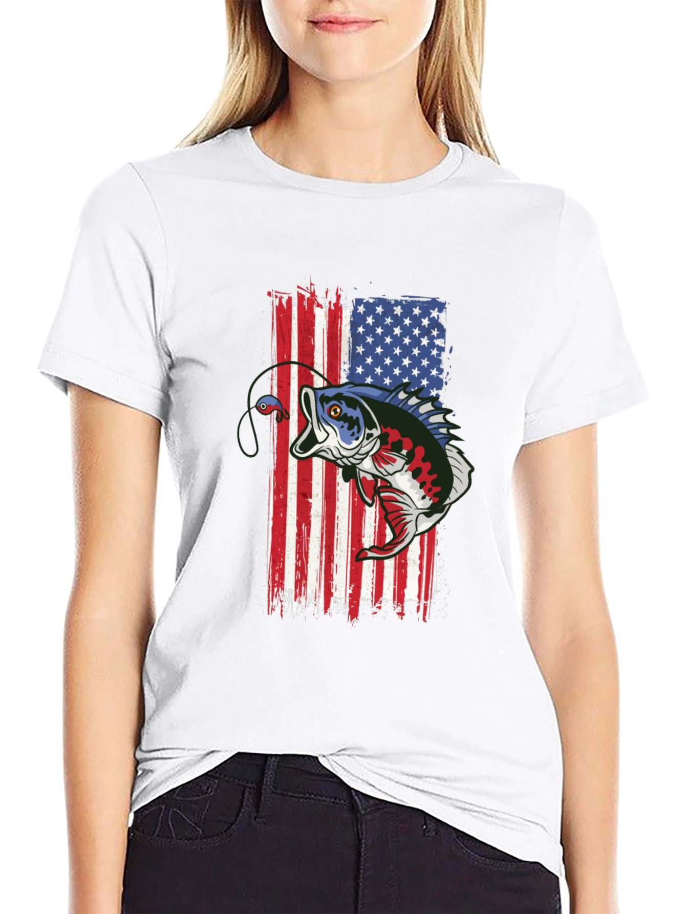 American Flag Bass Fishing T-Shirt