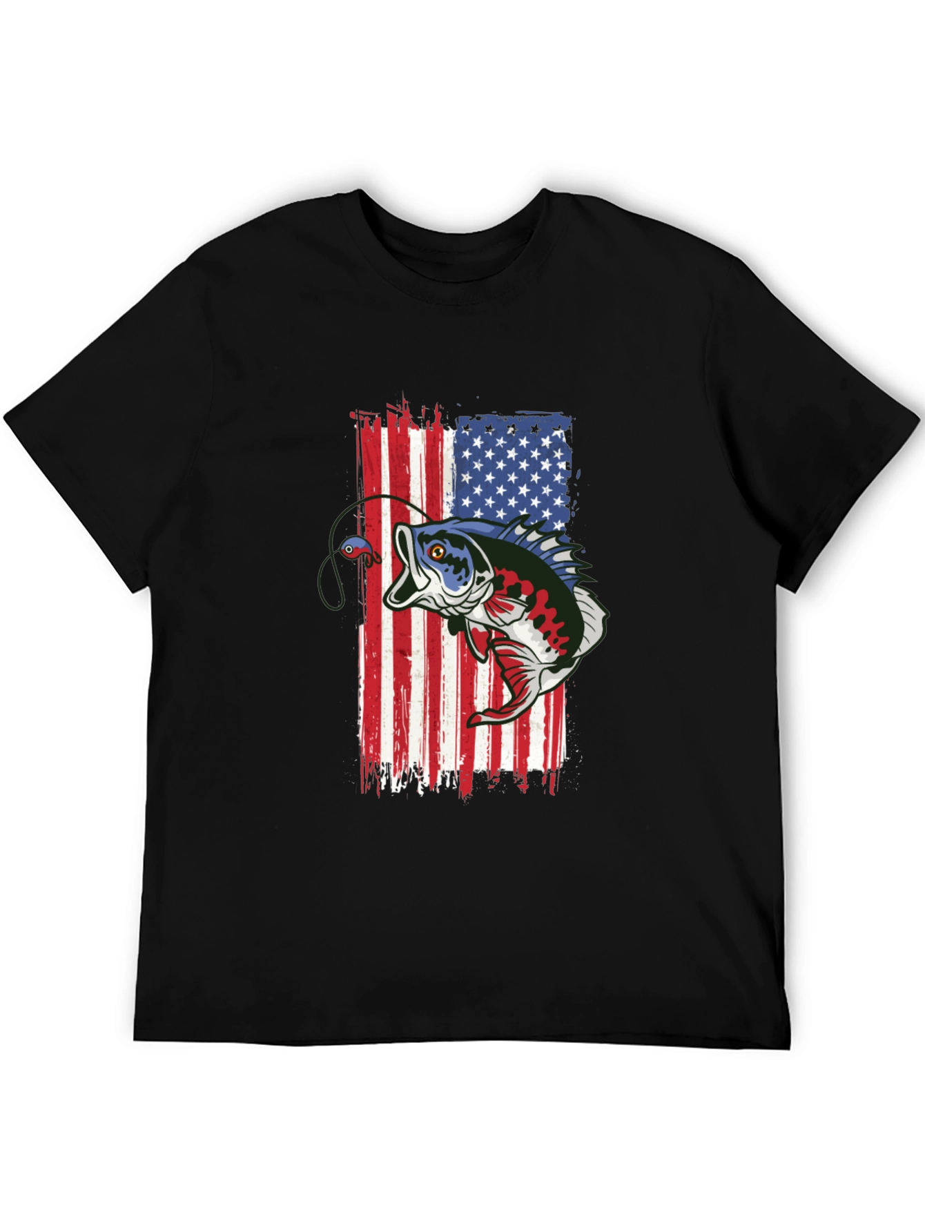American Flag Bass Fishing T-Shirt