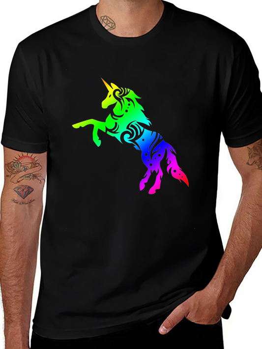 Rainbow Unicorn Graphic Tee - Stylish Black T-Shirt