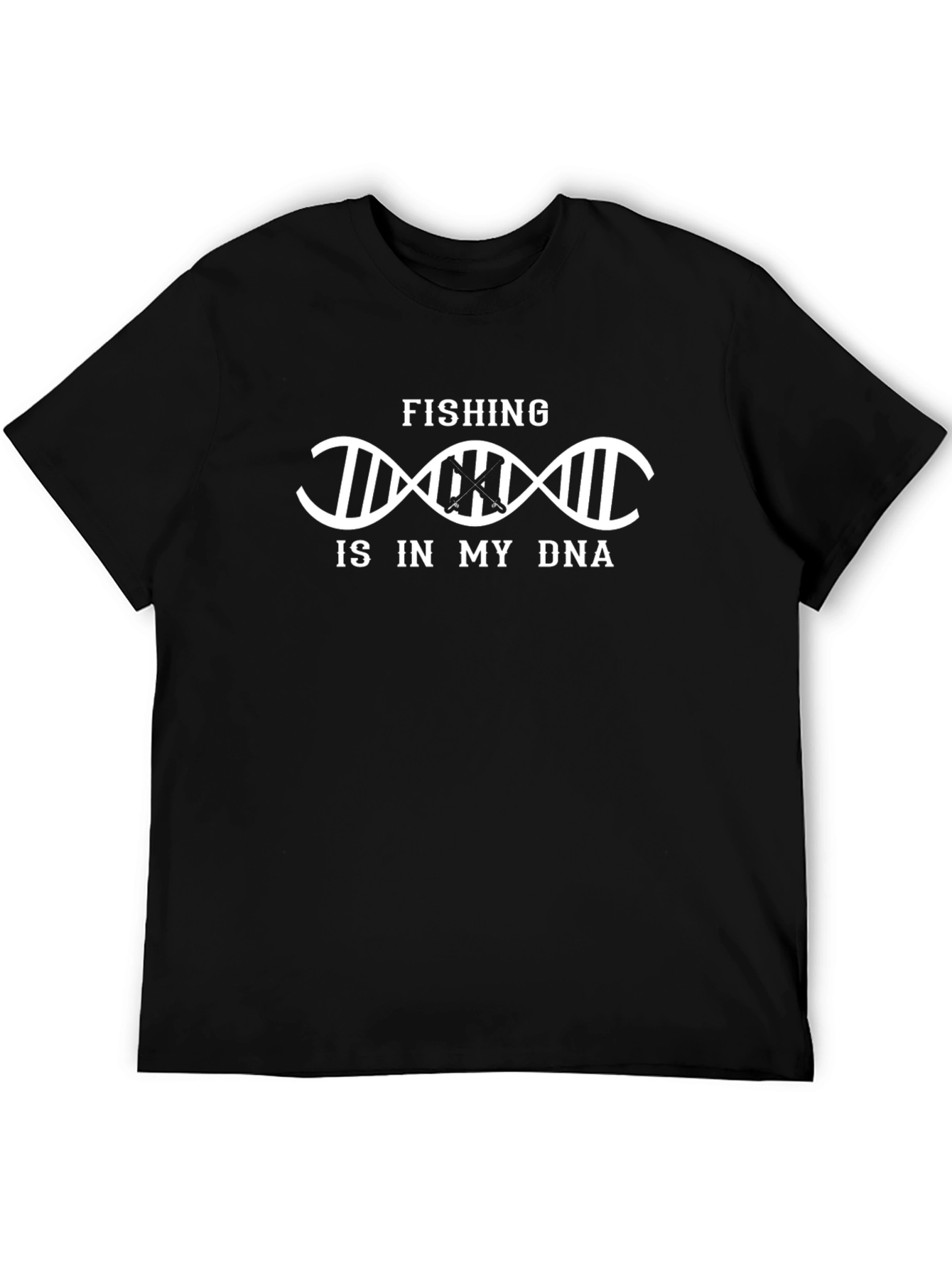 Fishing Is In My DNA T-Shirt Black Cotton Tee