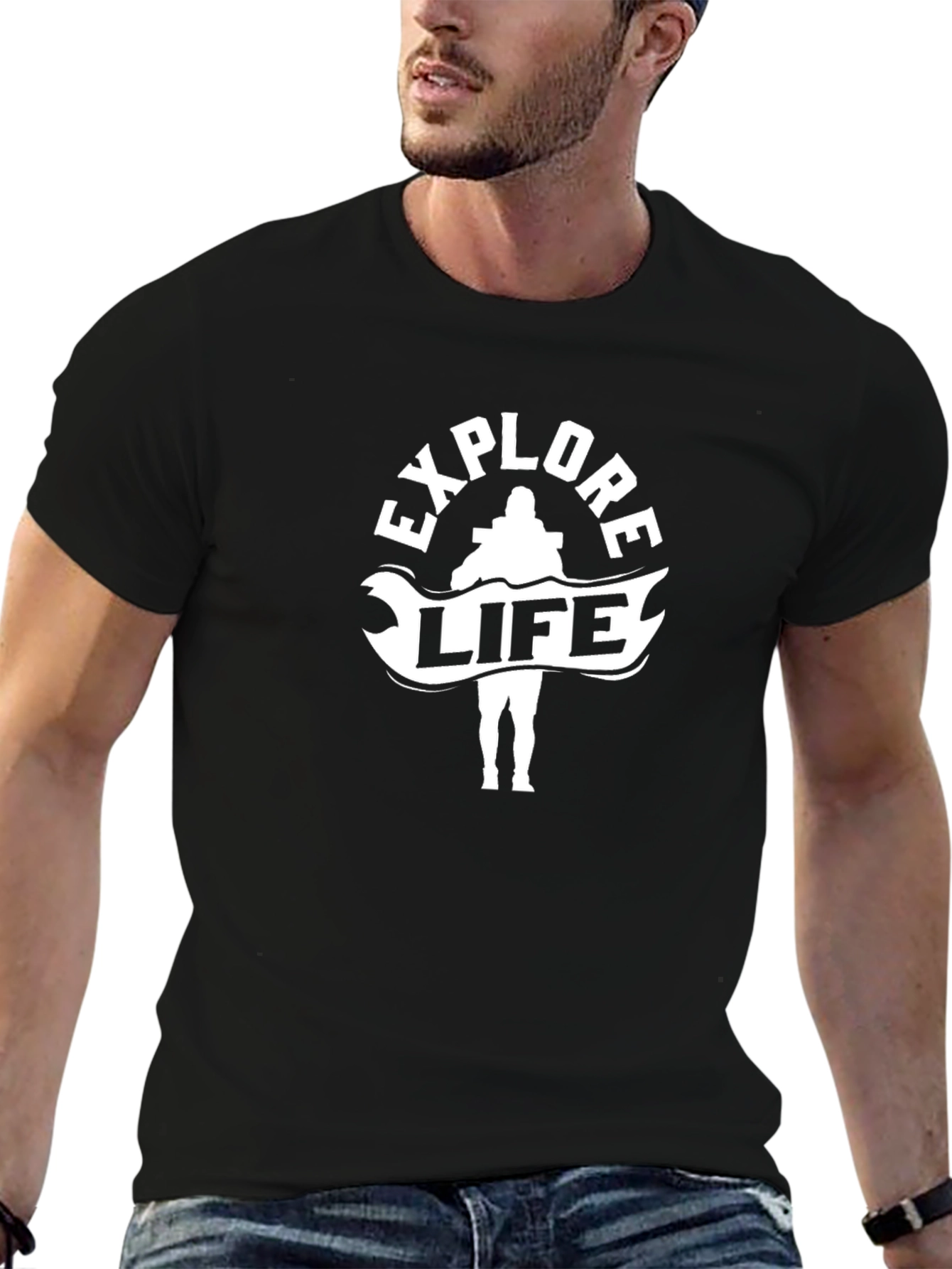 Explore Life Black Graphic T-Shirt