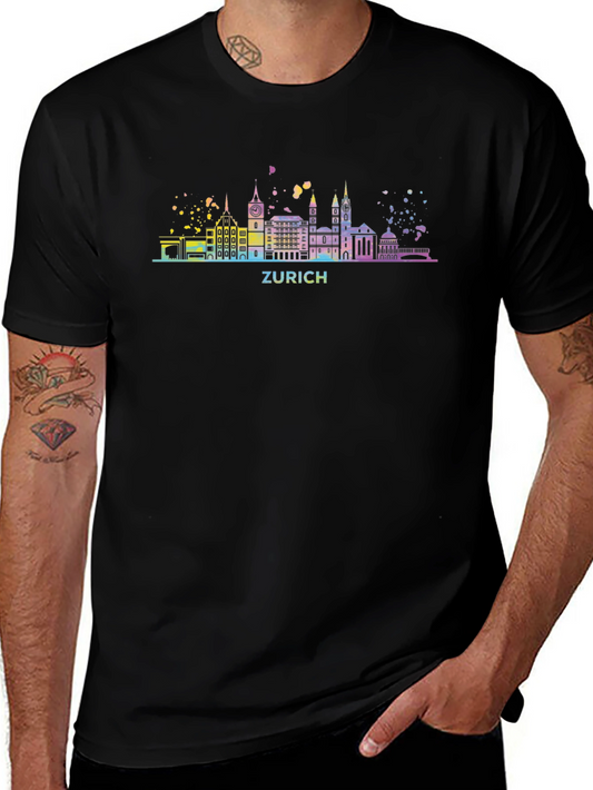 Zurich Skyline T-Shirt - Colorful Cityscape Tee
