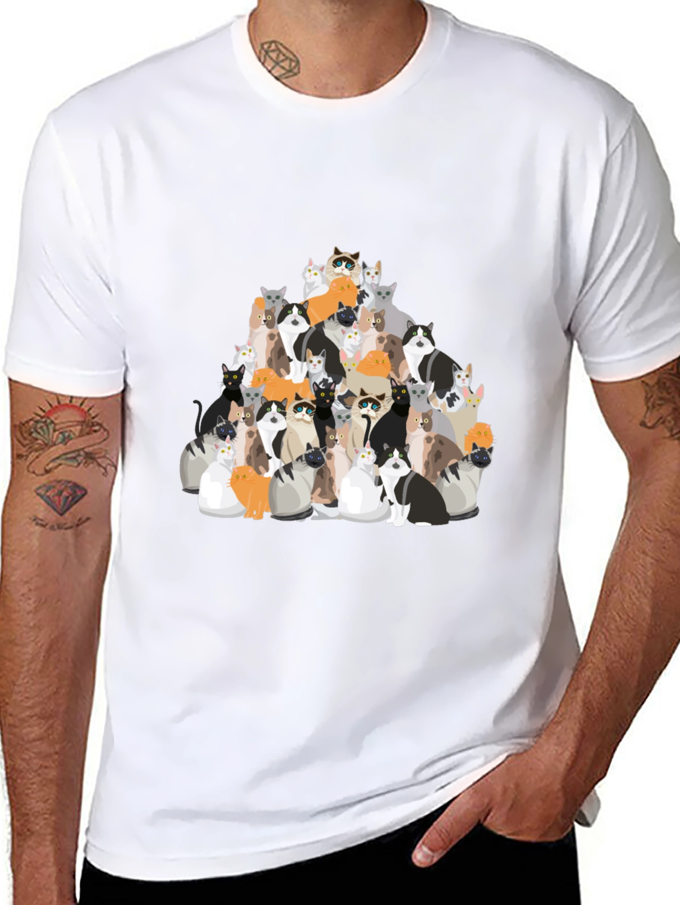 Cat Pile T-Shirt - Crazy Cat Lover Tee