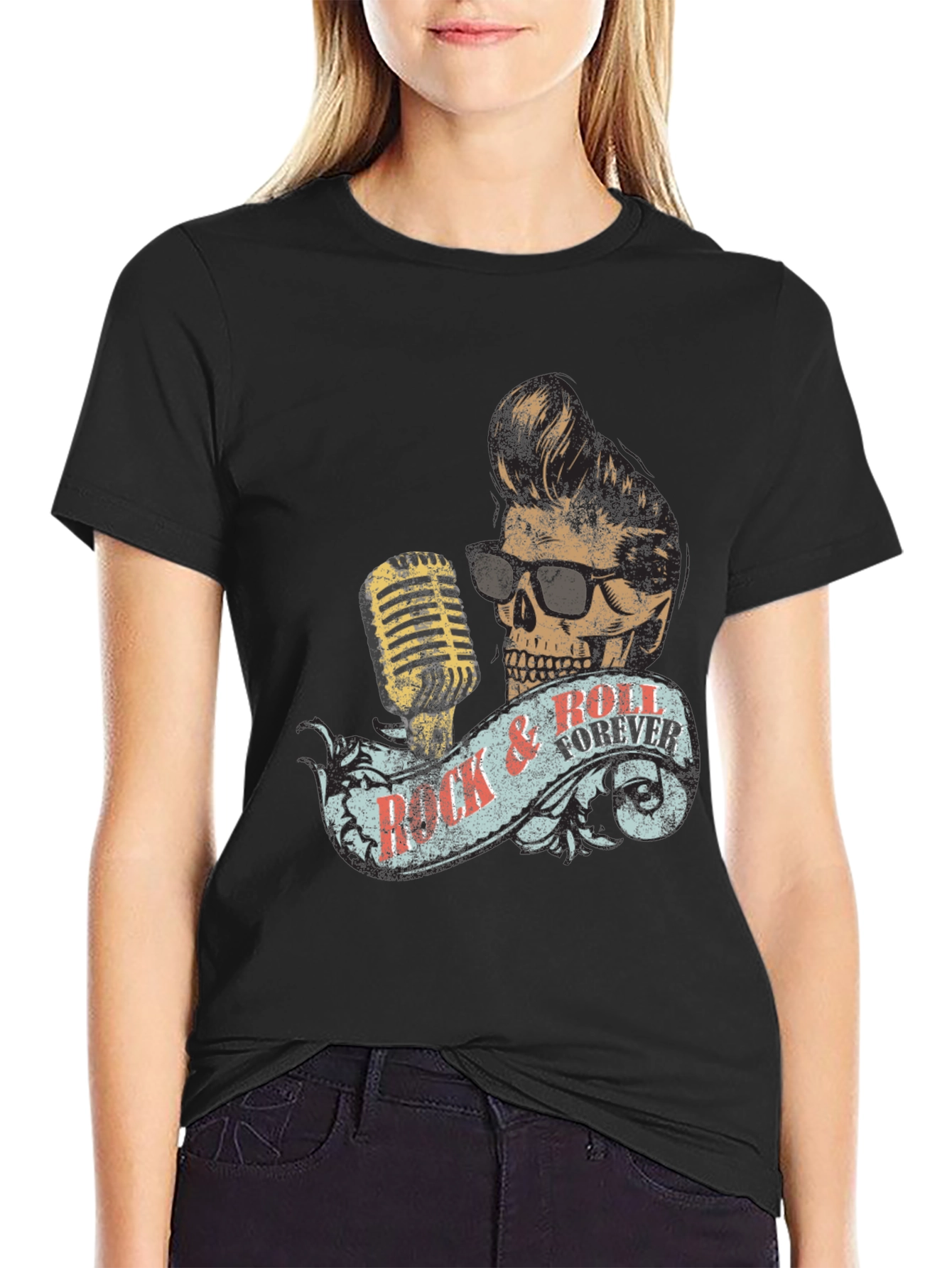 Rock & Roll Forever Skull Graphic T-Shirt