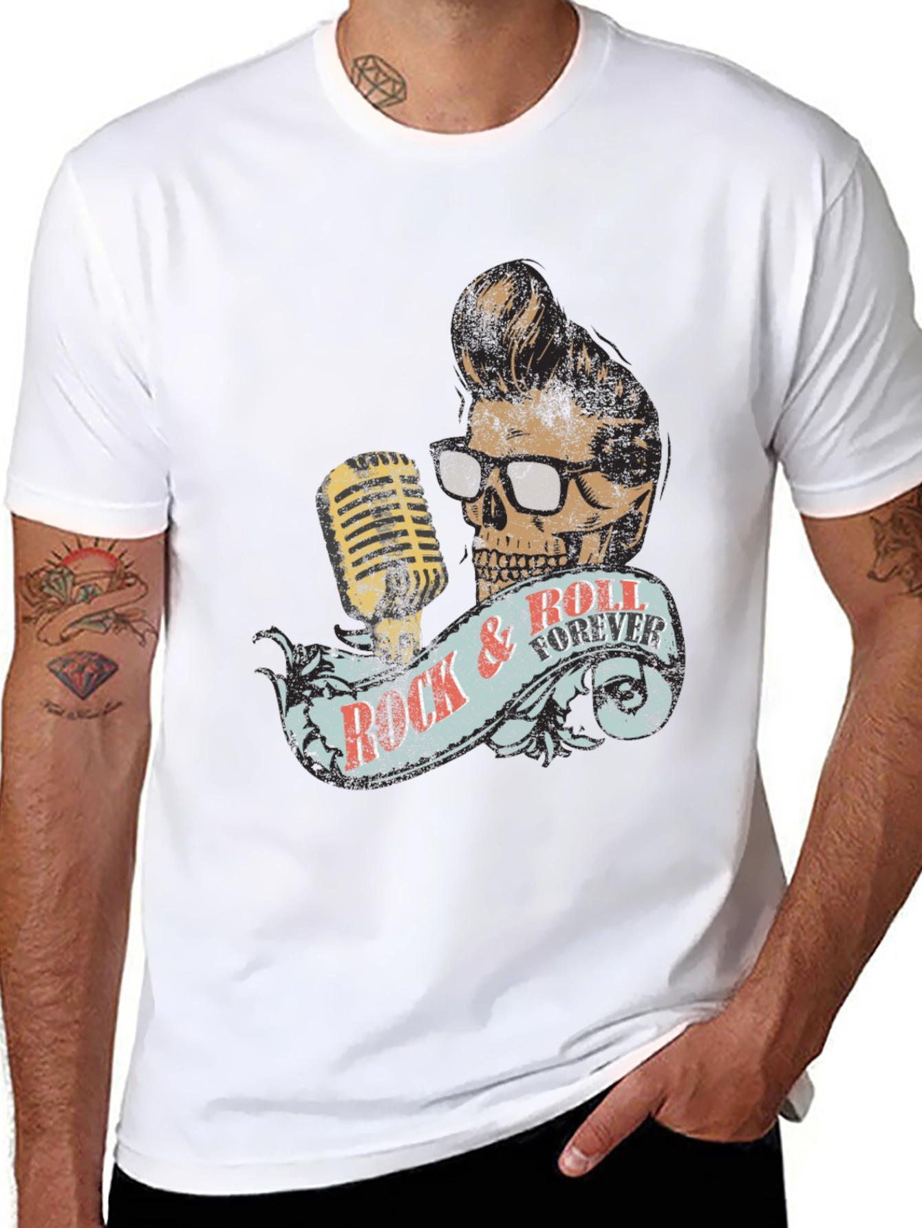 Rock & Roll Forever Skull Graphic T-Shirt