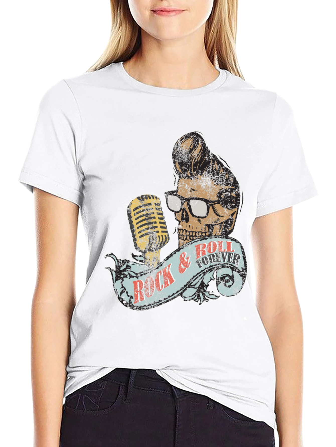 Rock & Roll Forever Skull Graphic T-Shirt