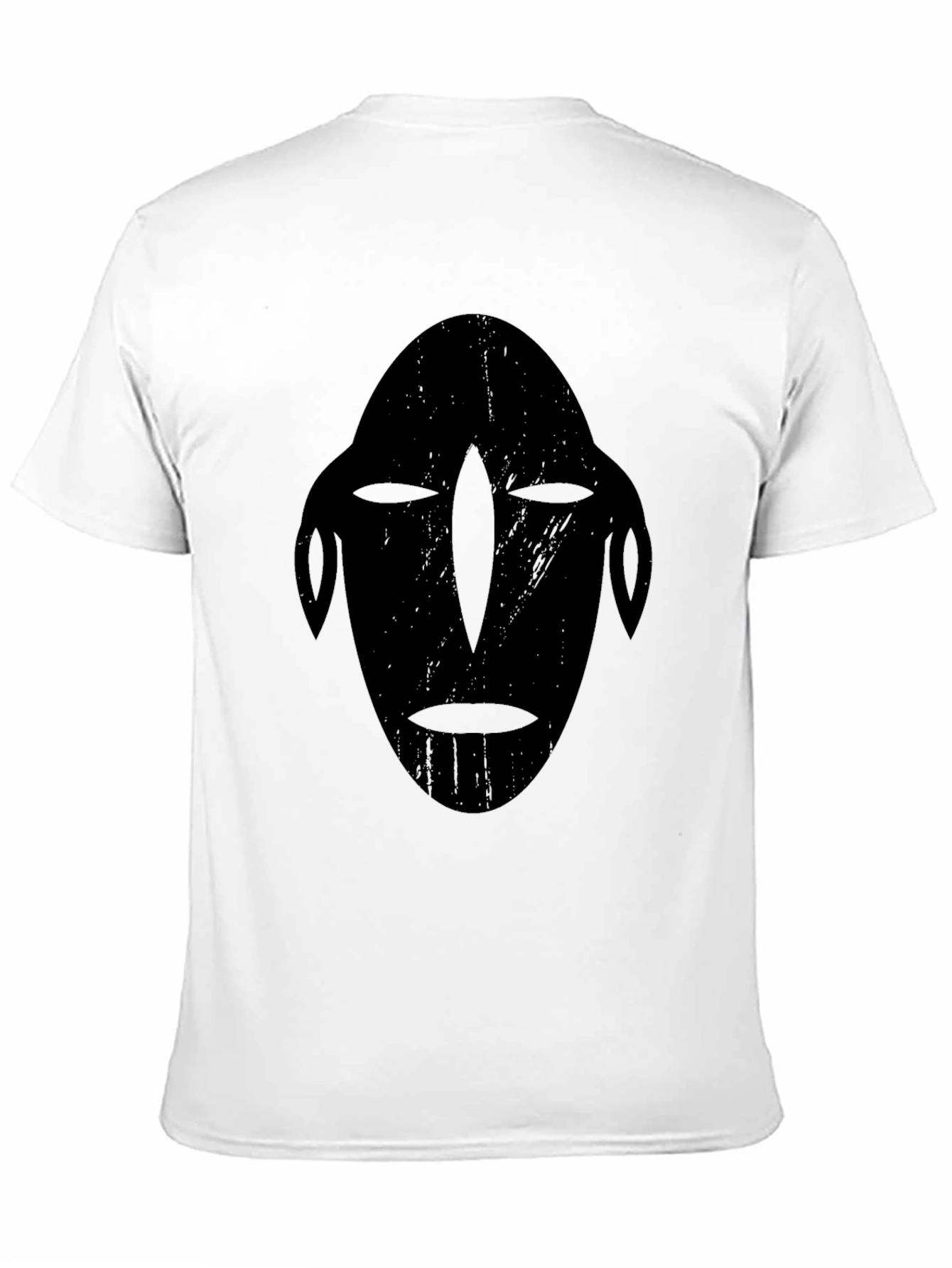 Tribal Mask Graphic Tee - Black Cotton T-Shirt