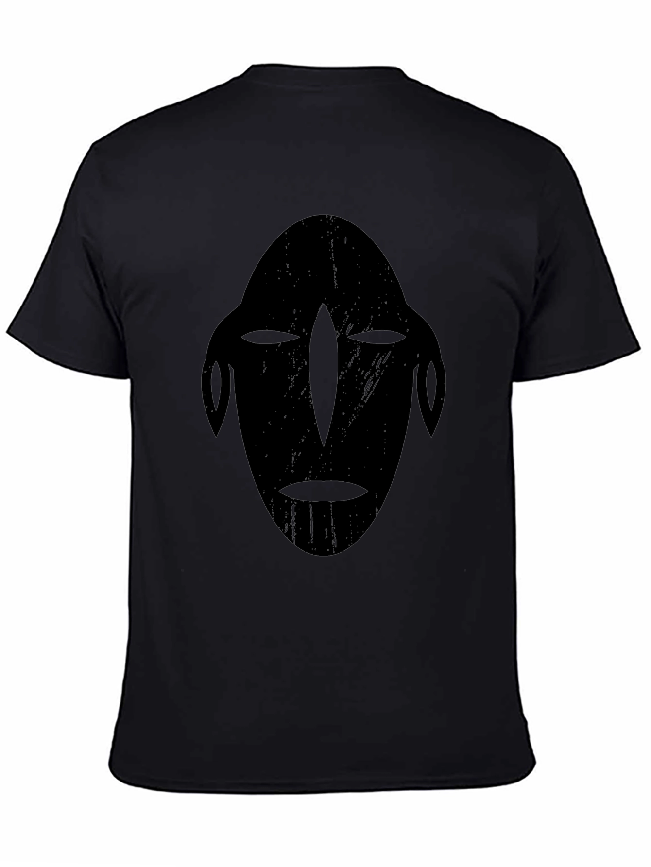 Tribal Mask Graphic Tee - Black Cotton T-Shirt